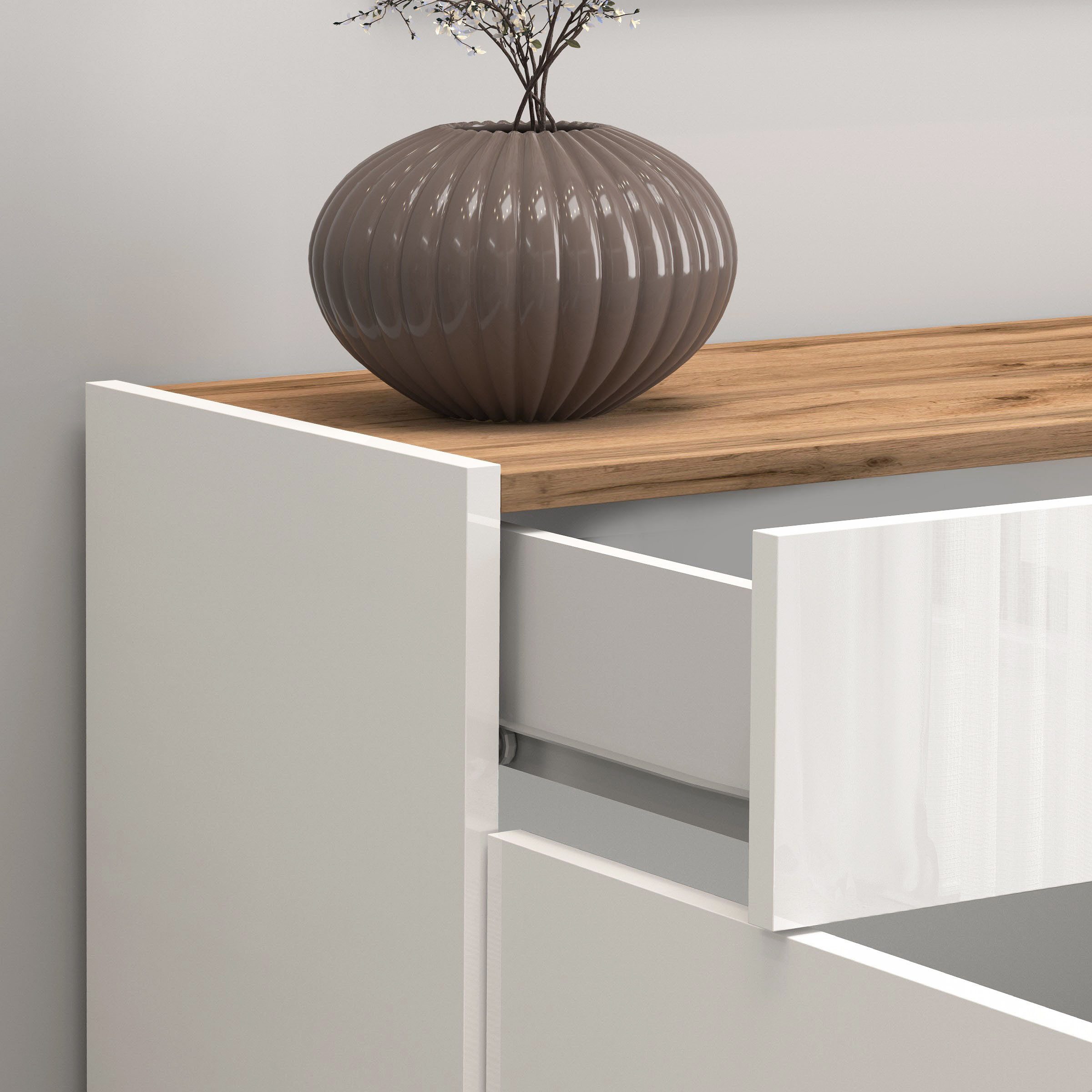 INOSIGN Dressoir Garda, Ladekast, Kast, Buffet 2 deuren, 1 lade, greeploos breedte 80,9 cm