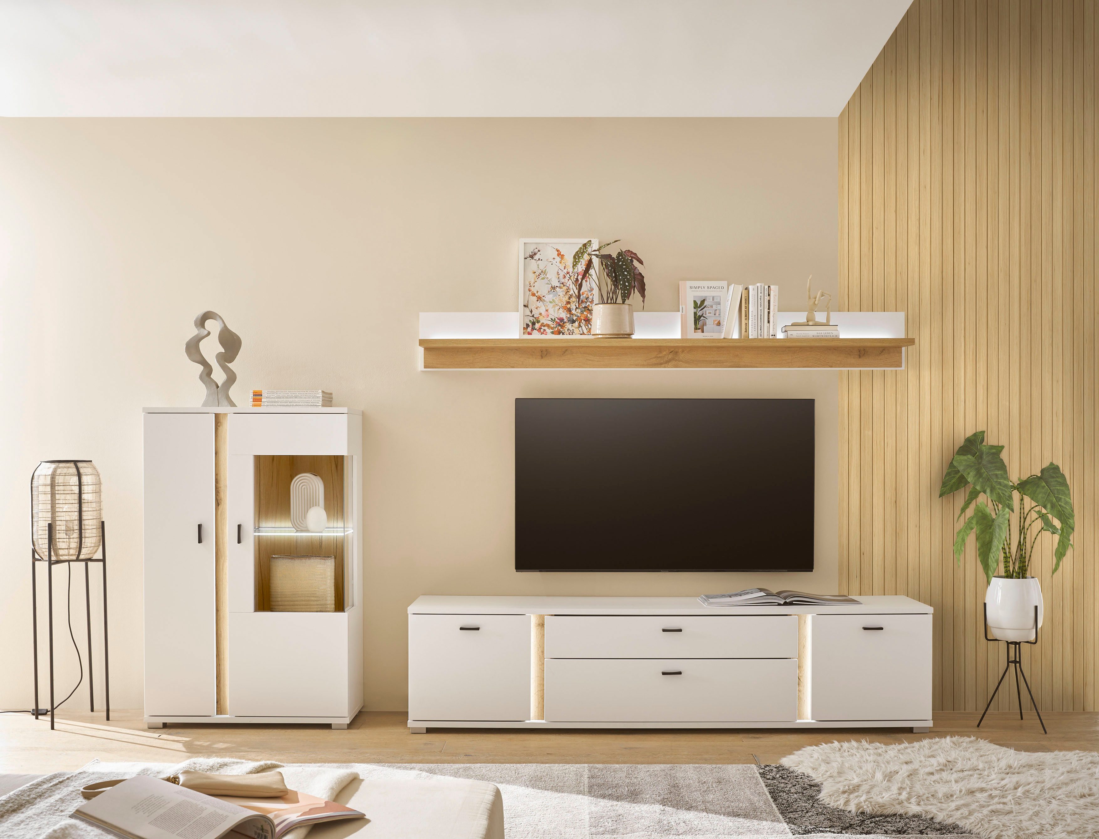 INOSIGN Wandmeubel Long Island in moderne trendkleur, inclusief verticale verlichting, breedte 290 cm (set, 3-delig)