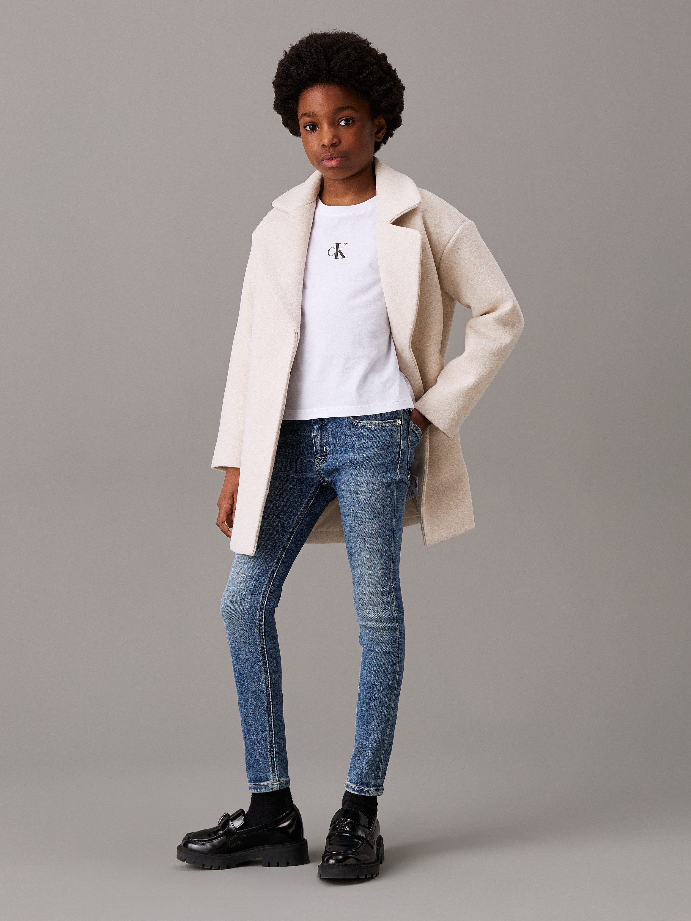 Calvin Klein Skinny fit jeans Mr Skinny Mid Blue Pws Denim voor kinderen tot 16 jaar en in 5-pocket stijl