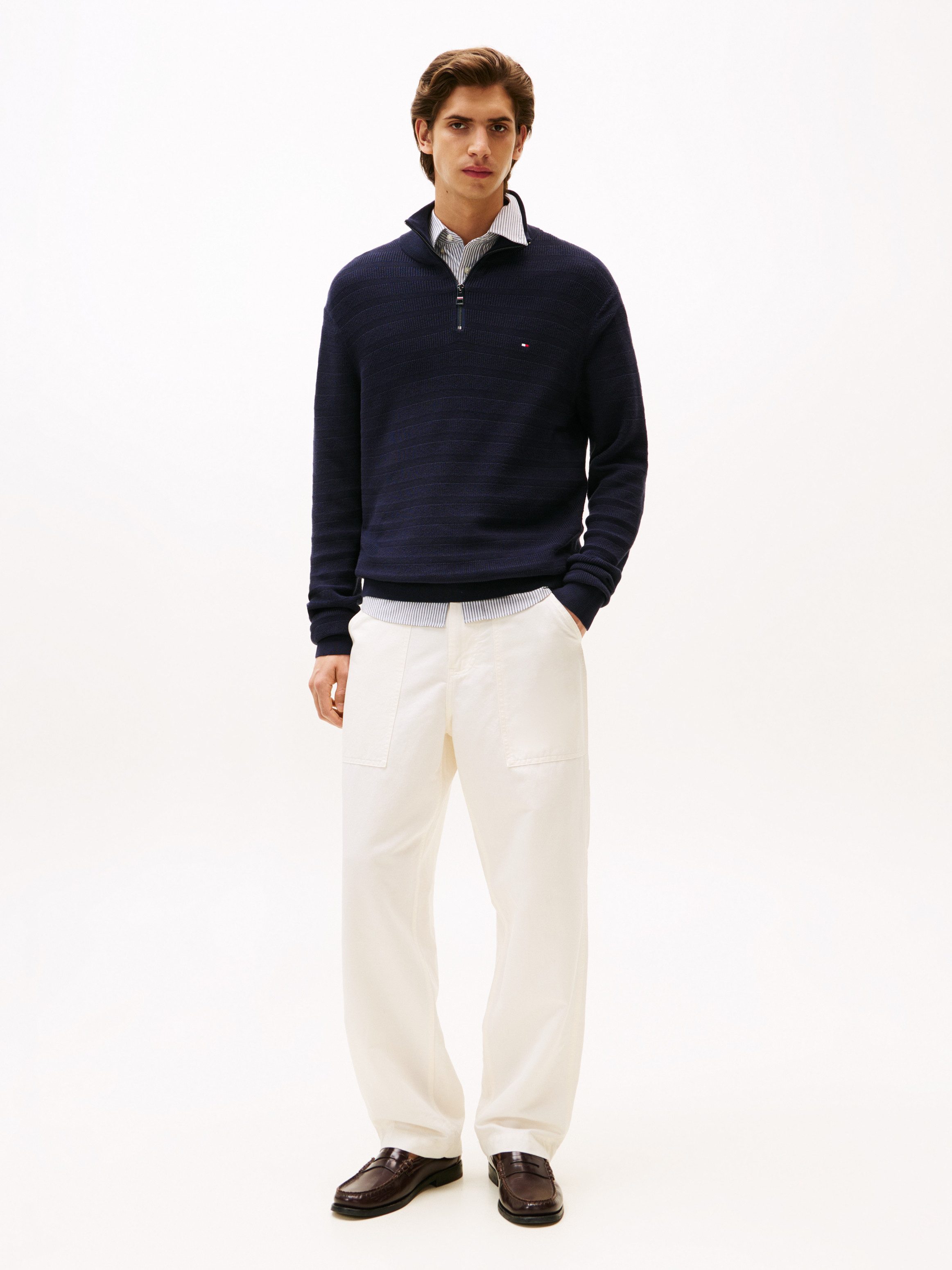 Tommy Hilfiger Schipperstrui STRIPE STRUCTURE ZIP MOCK