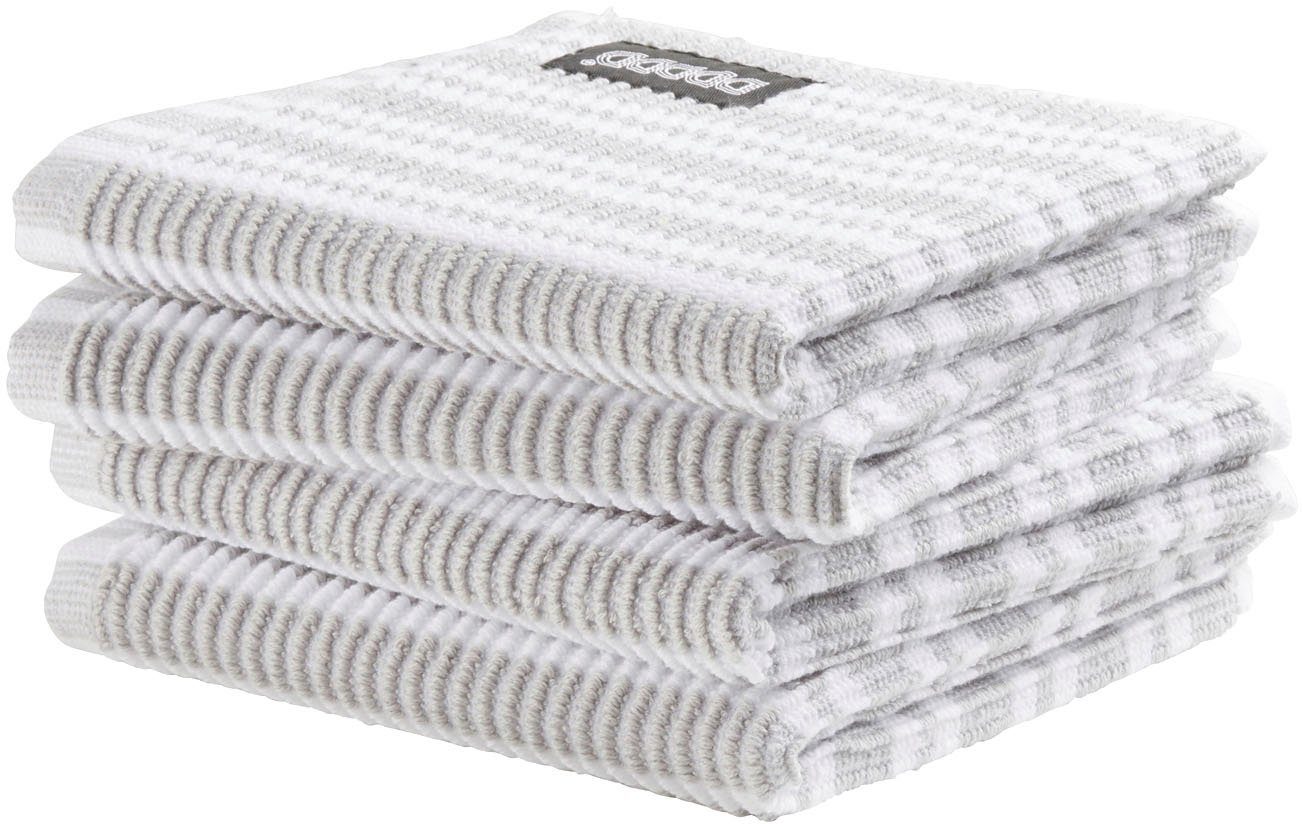 DDDDD Vaatdoek Stripe, 30x30 cm, van 100% katoen met luxueuze ribstructuur en optimale vochtabsorptie (set, 4-delig)
