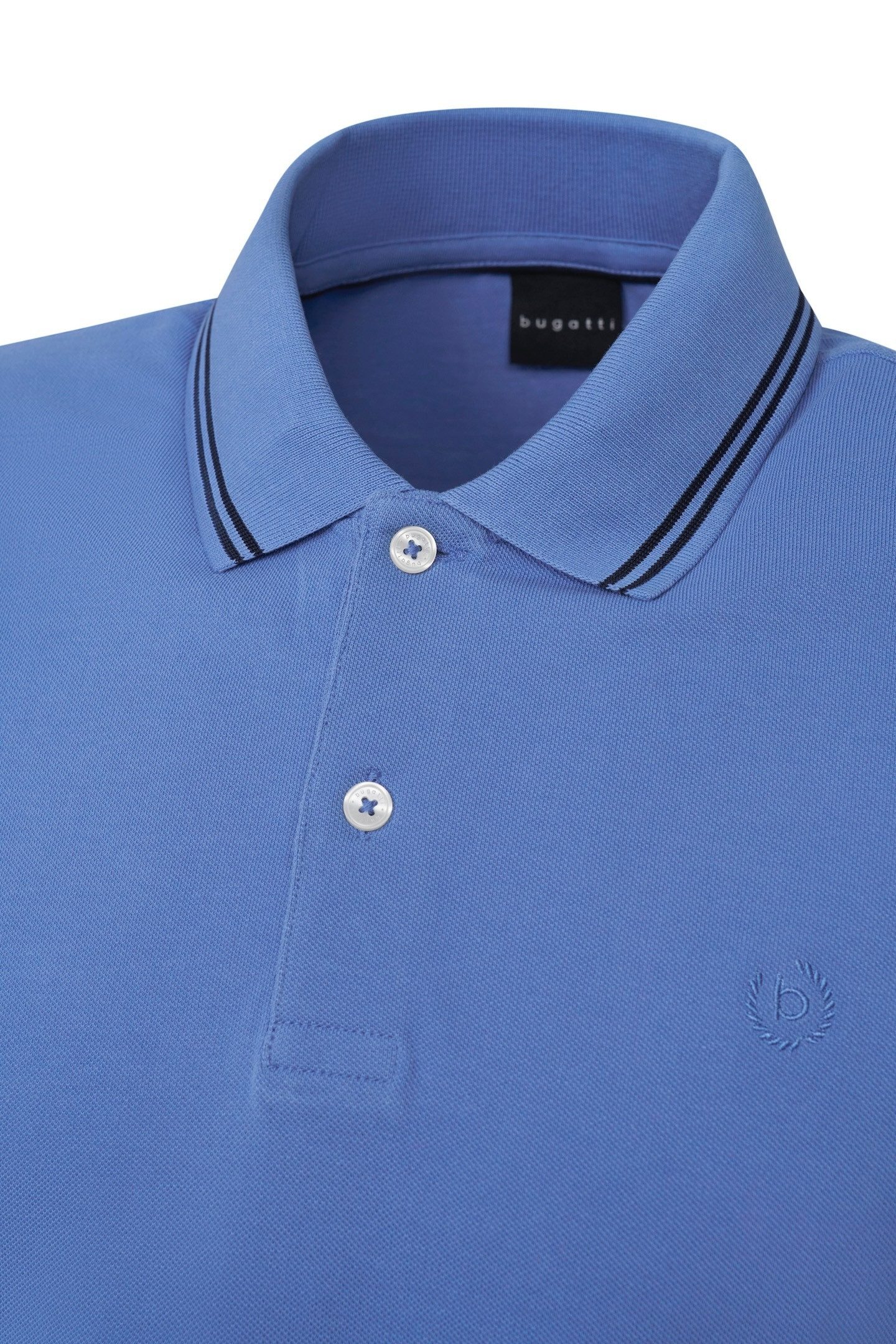 Bugatti Poloshirt met contraststrepen en borstborduursel