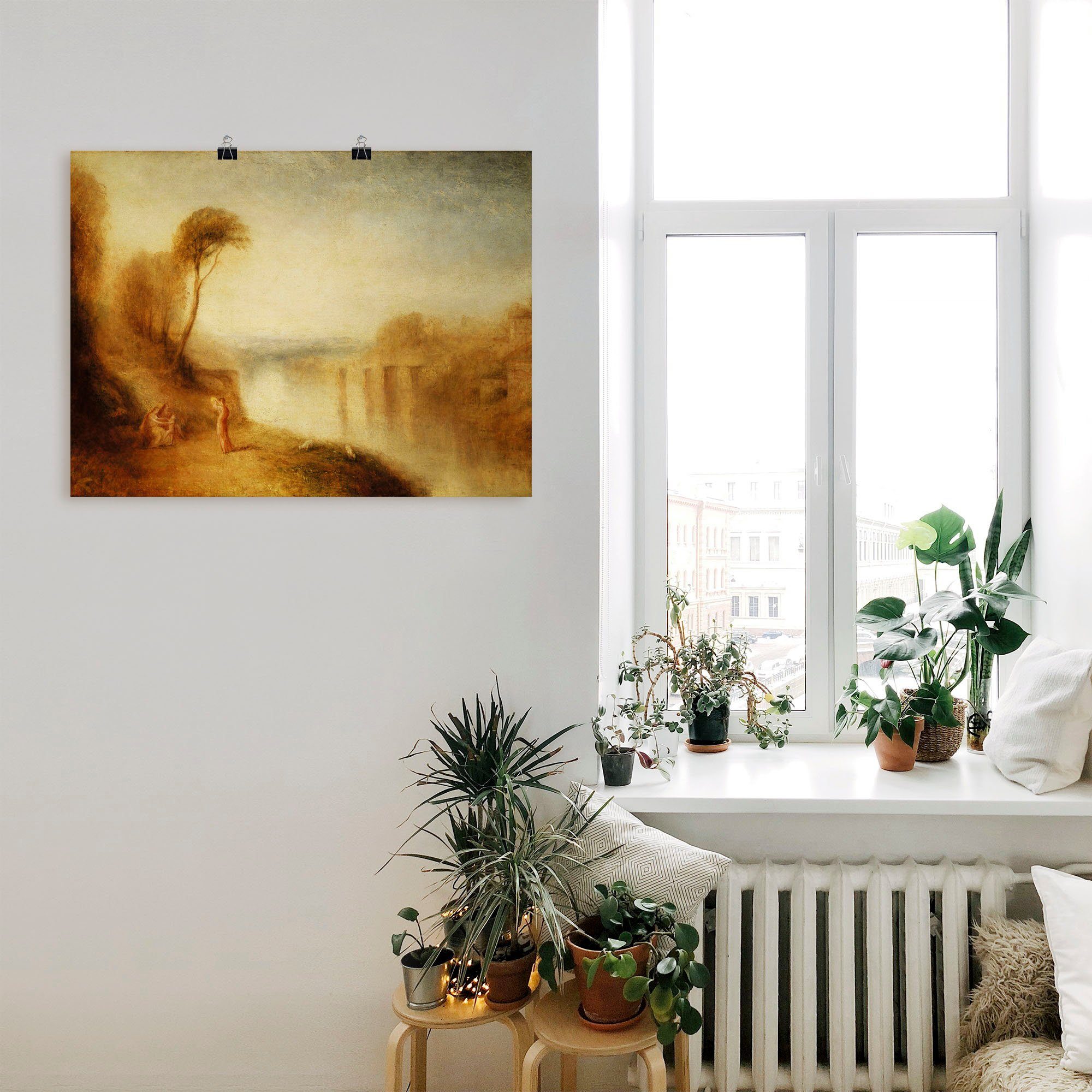 Artland Artprint Landschap: mevrouw met tamboerijn als artprint op linnen, muursticker of poster in verschillende maten