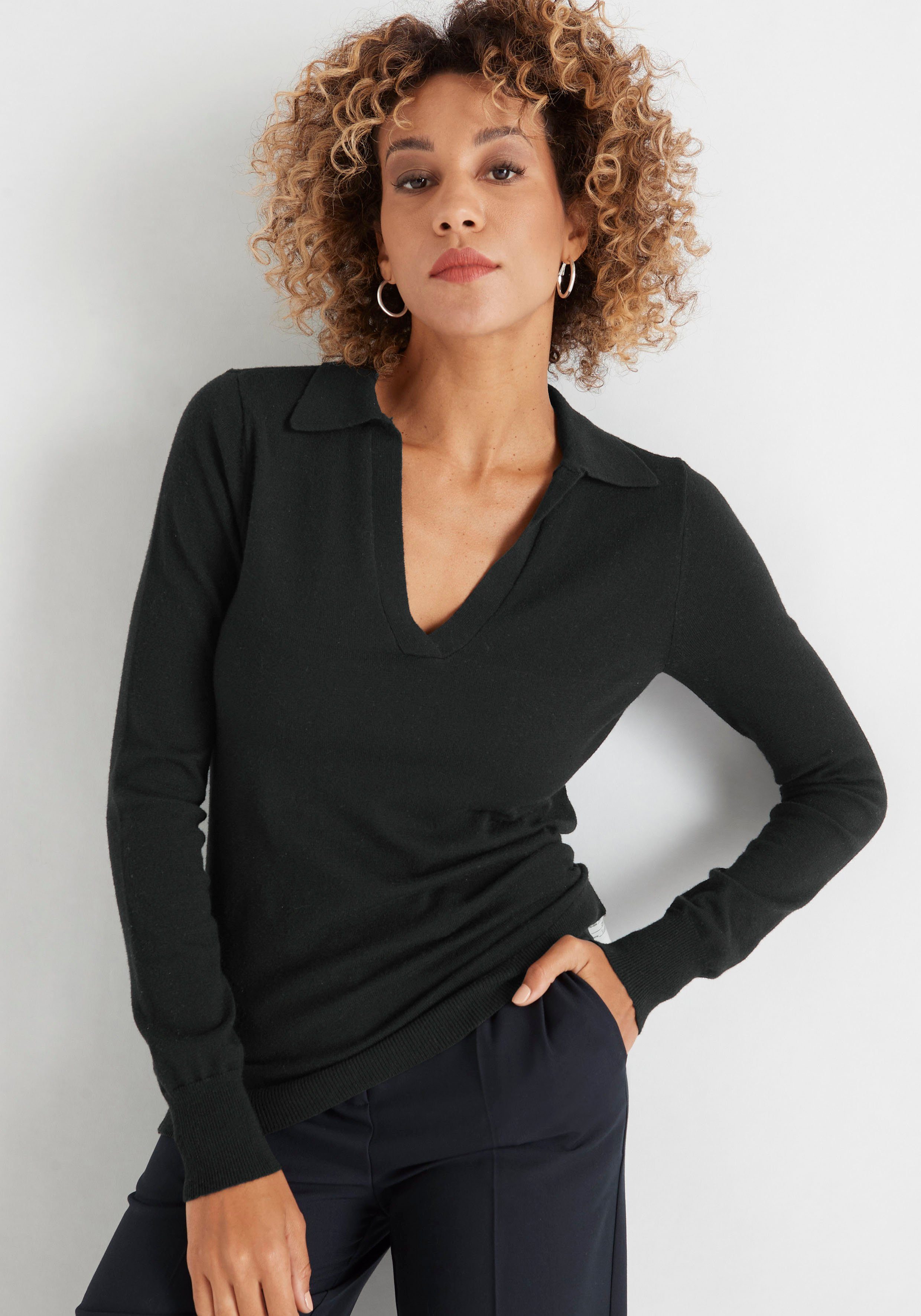 HECHTER PARIS Trui met polokraag met elegante v-hals