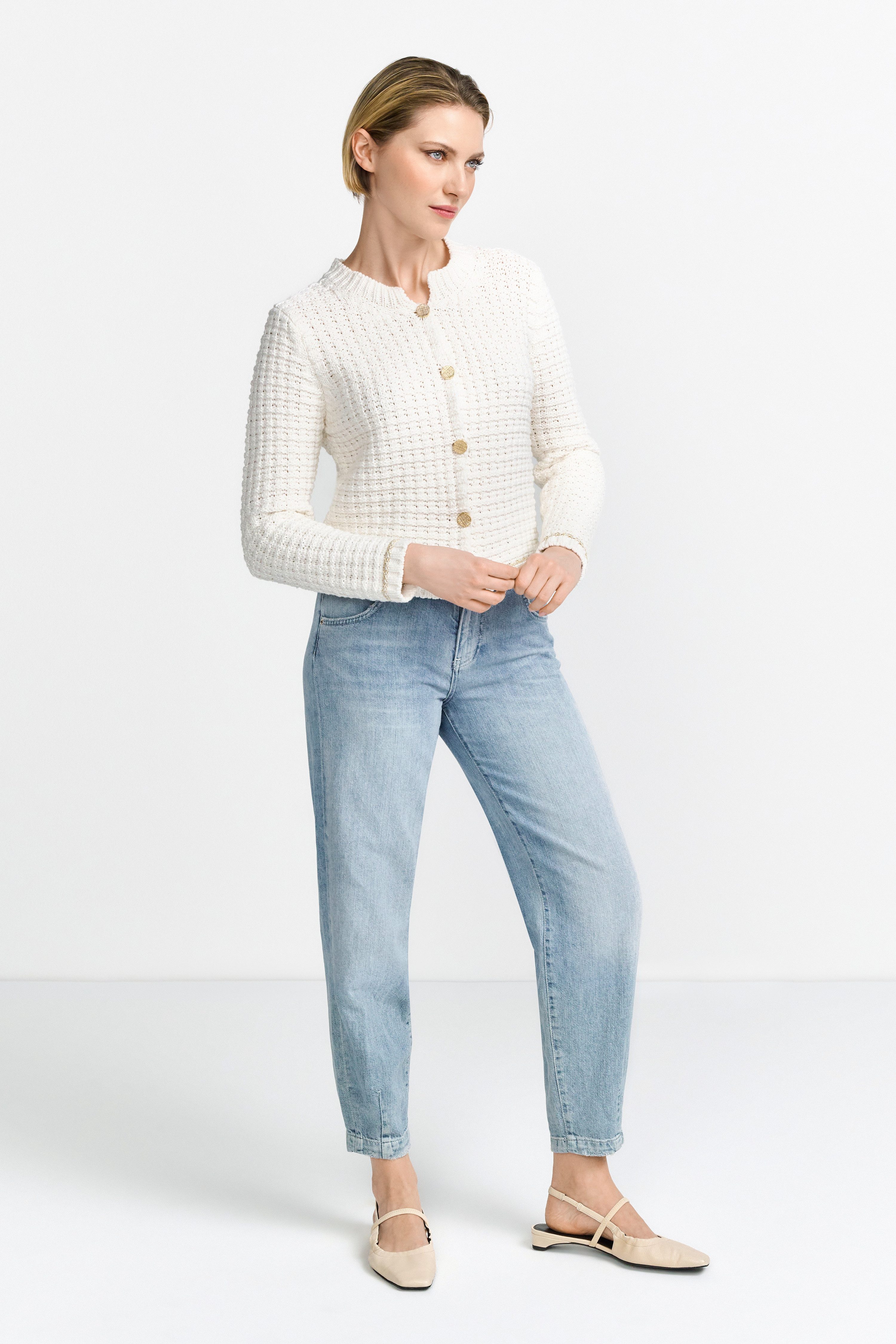Rich & Royal Vest Met goudkleurige effectgaren aan de zoom en mouwen