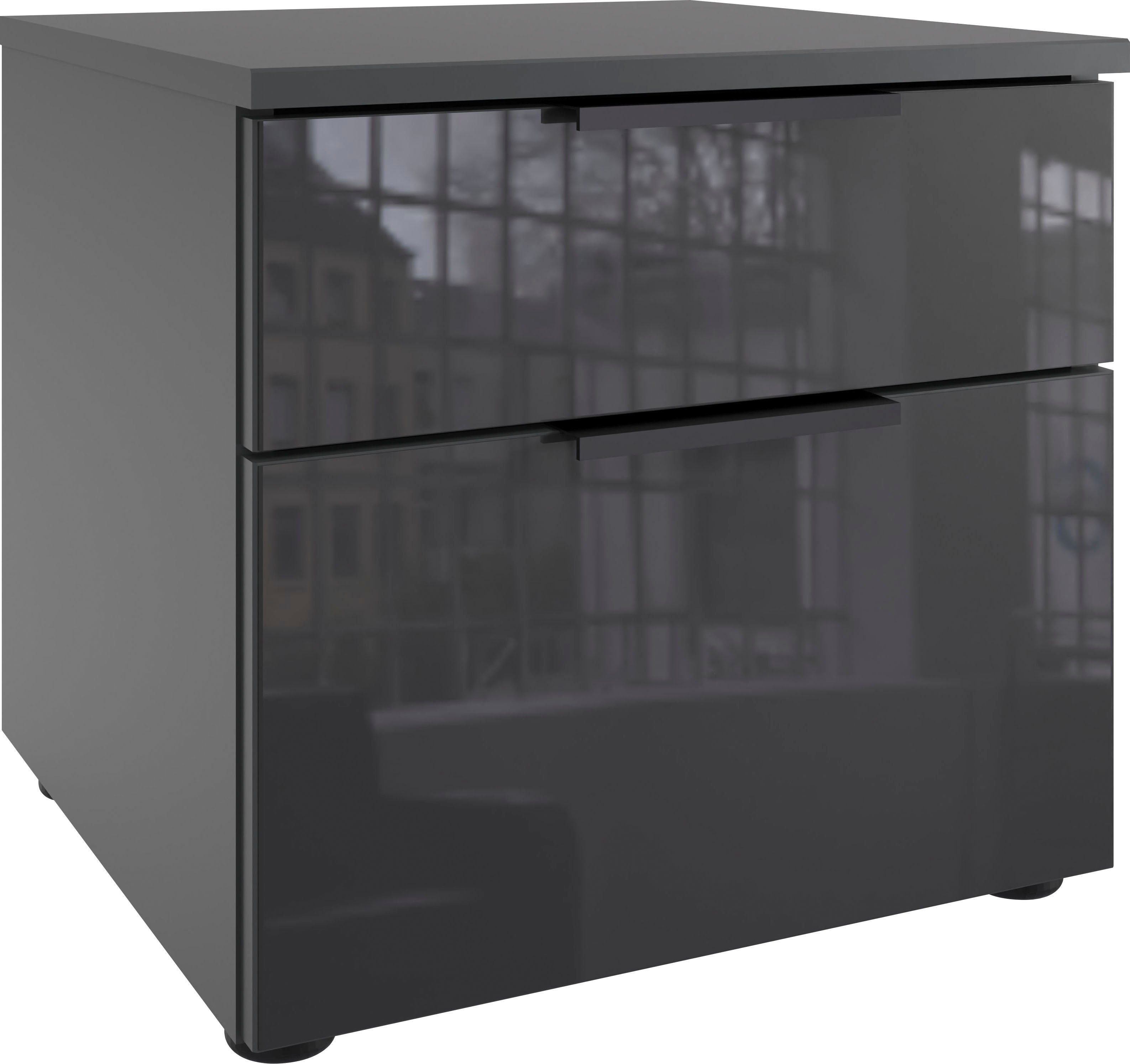wimex nachtkastje level36 black c by fresh to go nachtkastje met glazen elementen aan de voorkant, soft-close functie wit