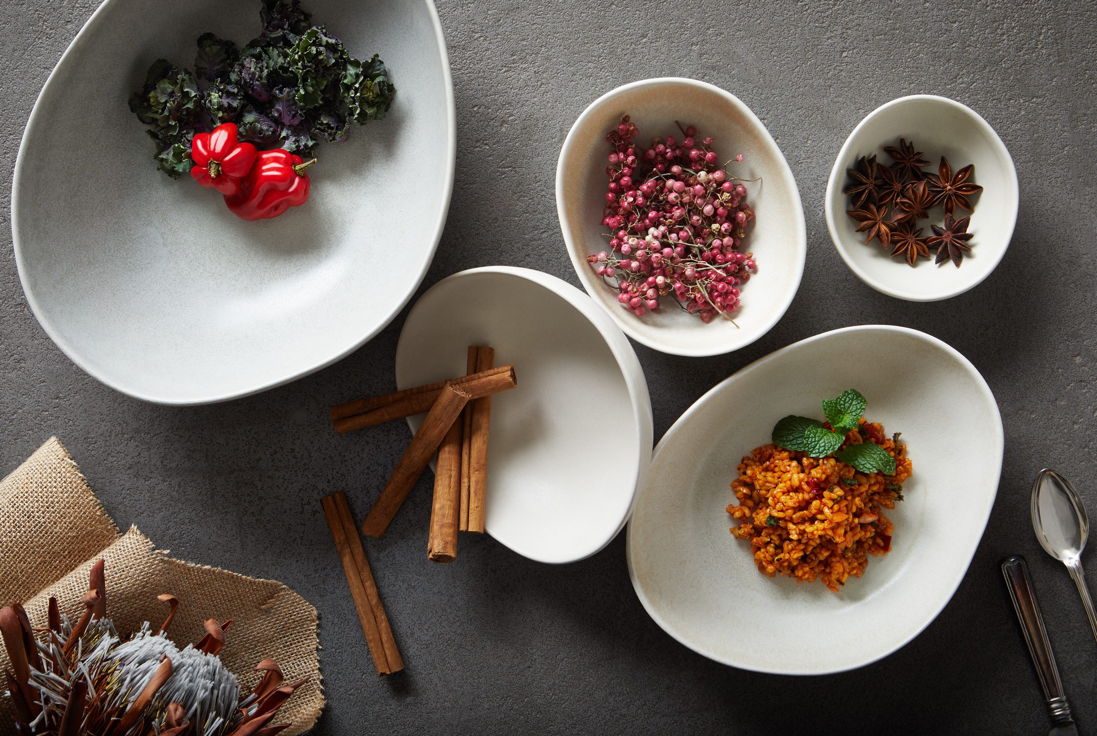 CreaTable Plat bord Dinerbord Pietra Bordenset voor 4 personen, aardewerk, plat bord, made in Europe (set, 4-delig)