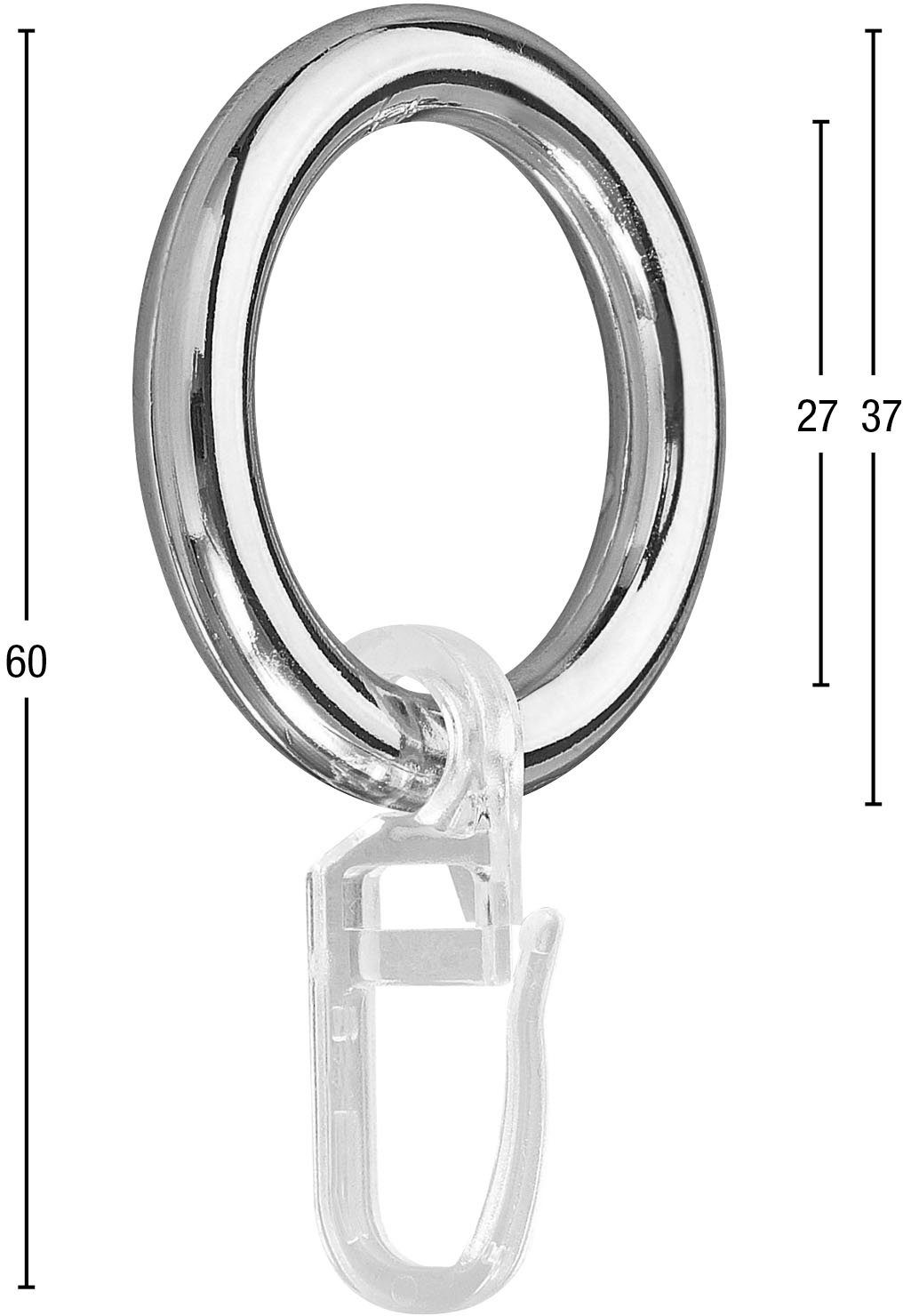 GARESA Gordijnring Kunststof ring met haak voor diameters tot 20 mm, eenvoudige montage (20 stuks)