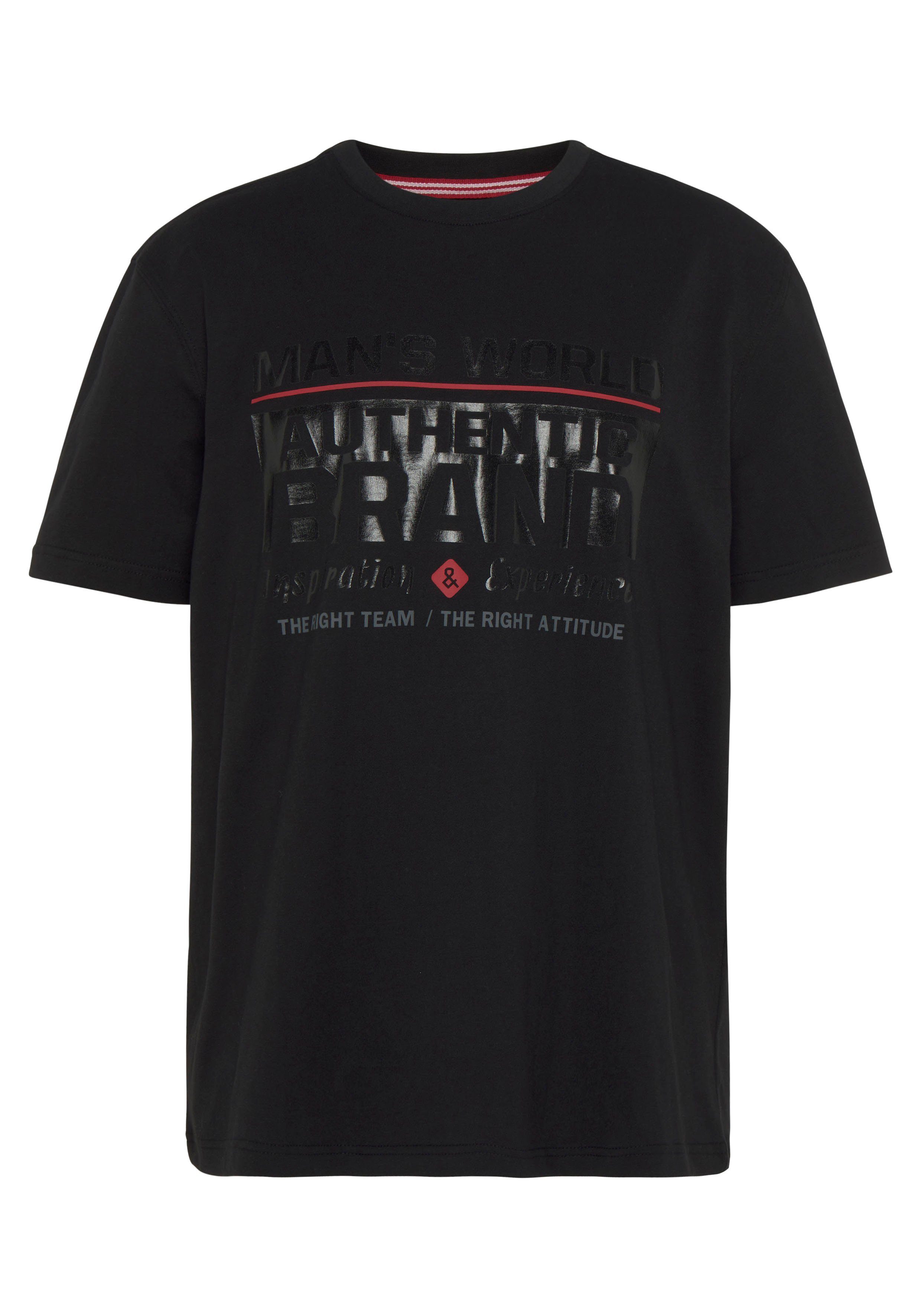Man's World T-shirt Korte mouw, met print, ronde hals, van katoen, ook in grote maten