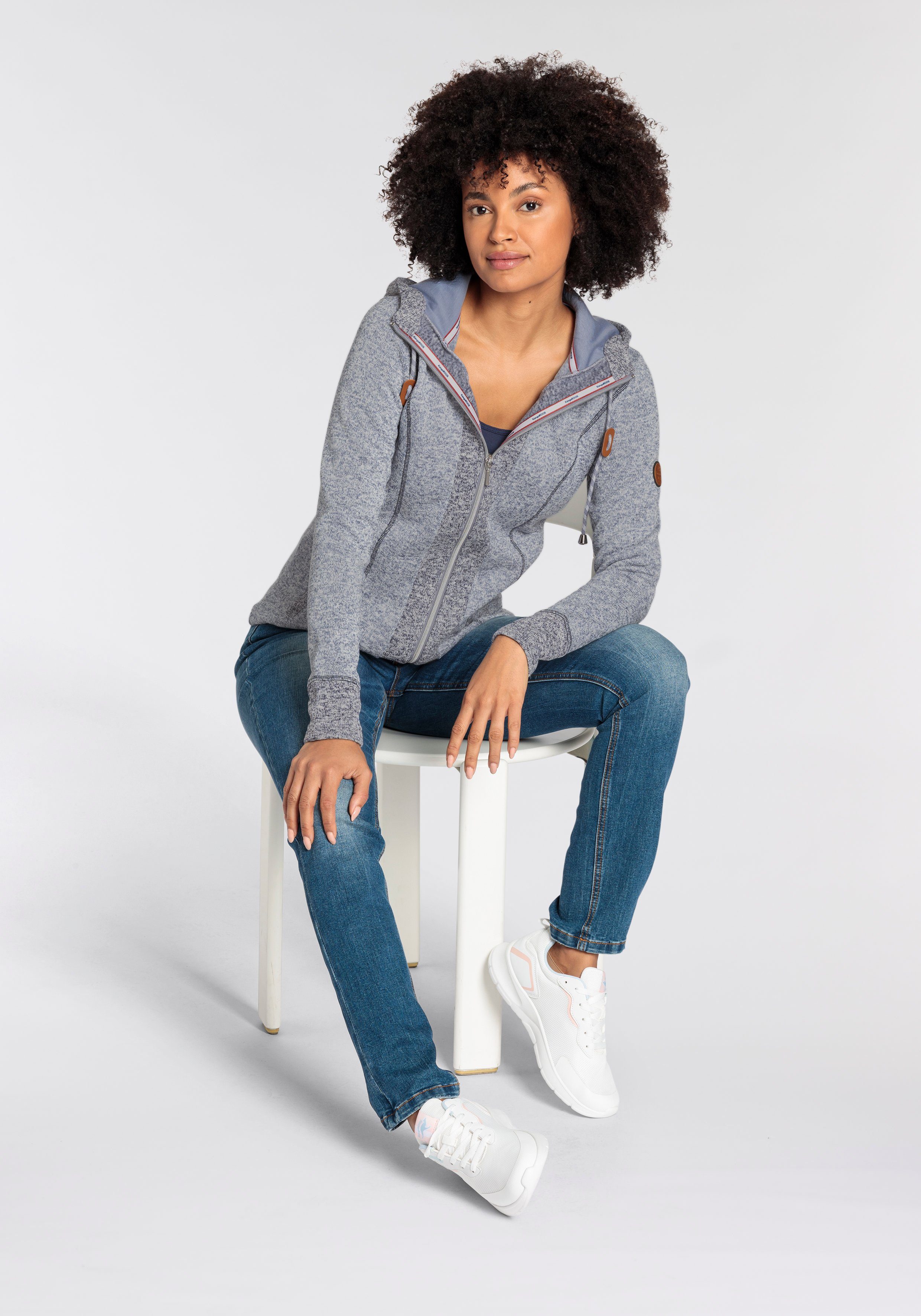 KangaROOS Capuchonsweatvest gemaakt van zacht fleece in een tweekleurig design
