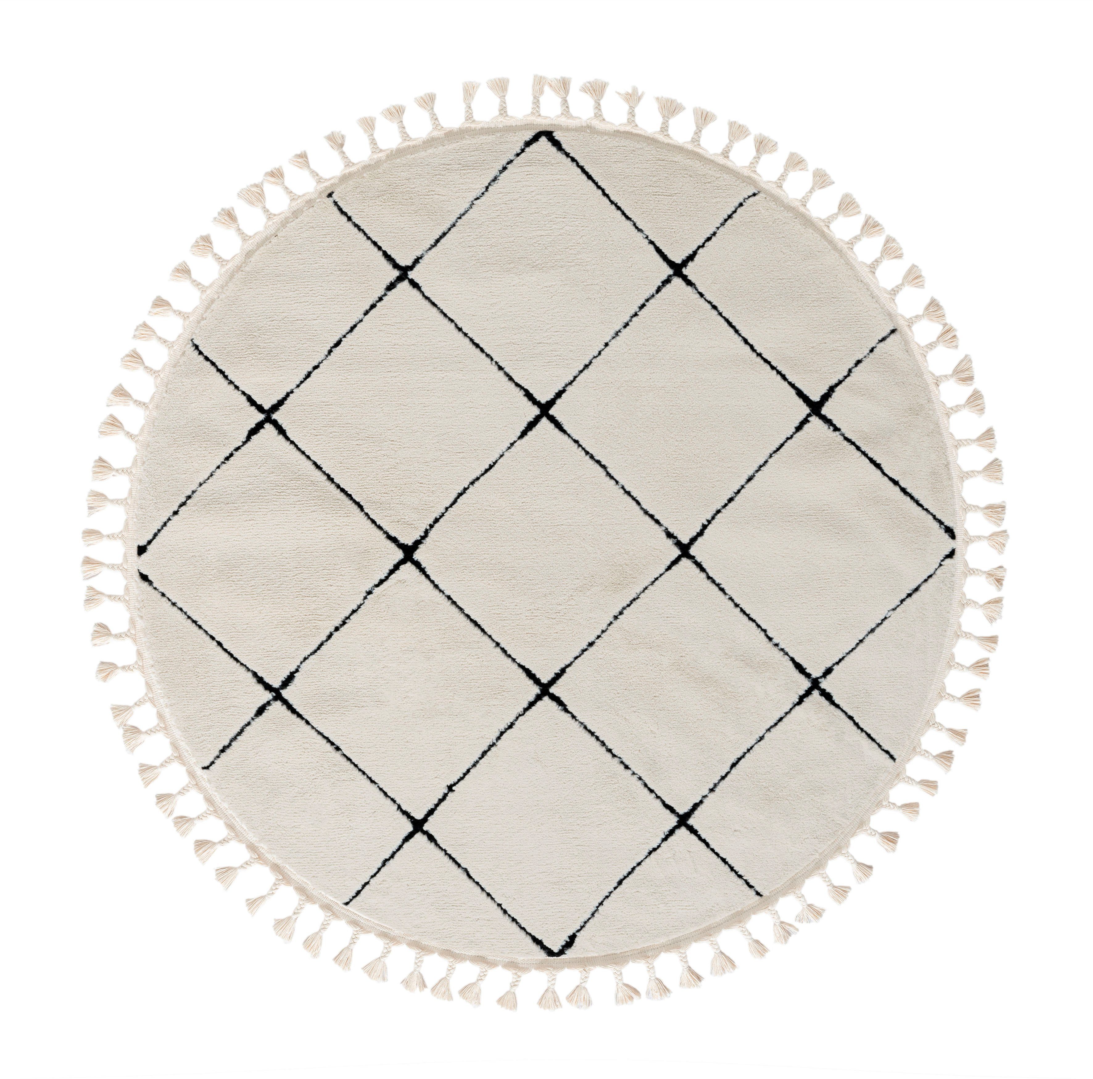 Myflair Möbel & Accessoires Hoogpolig vloerkleed Moroccan Square modern, marokkaans ontwerp, ruitenpatroon, zacht, met franjes