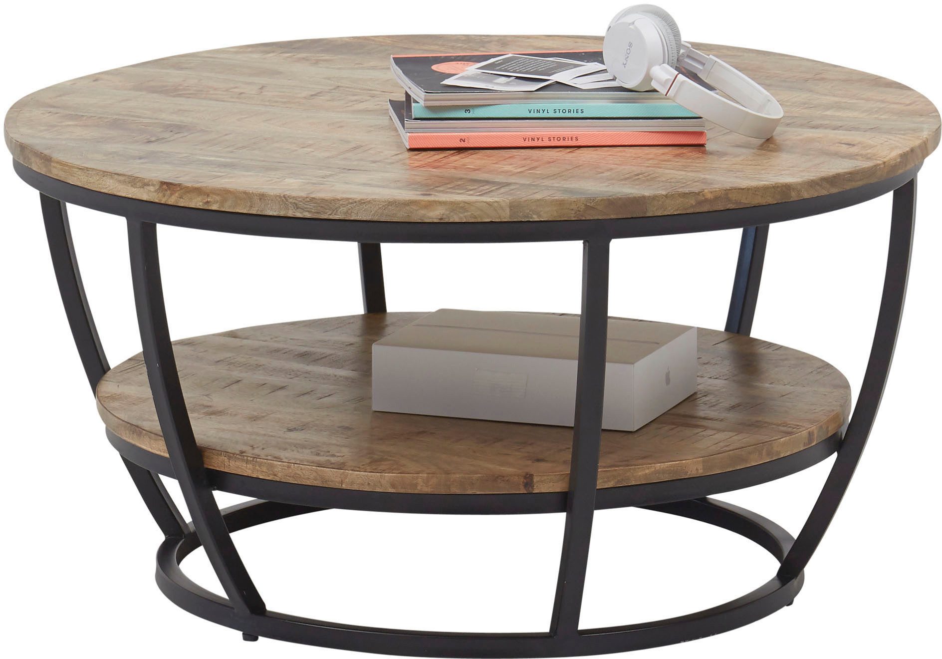 OTTO Stolkom Salontafel Jambi, TOPSELLER! rond massief hout met plank salontafels bruin