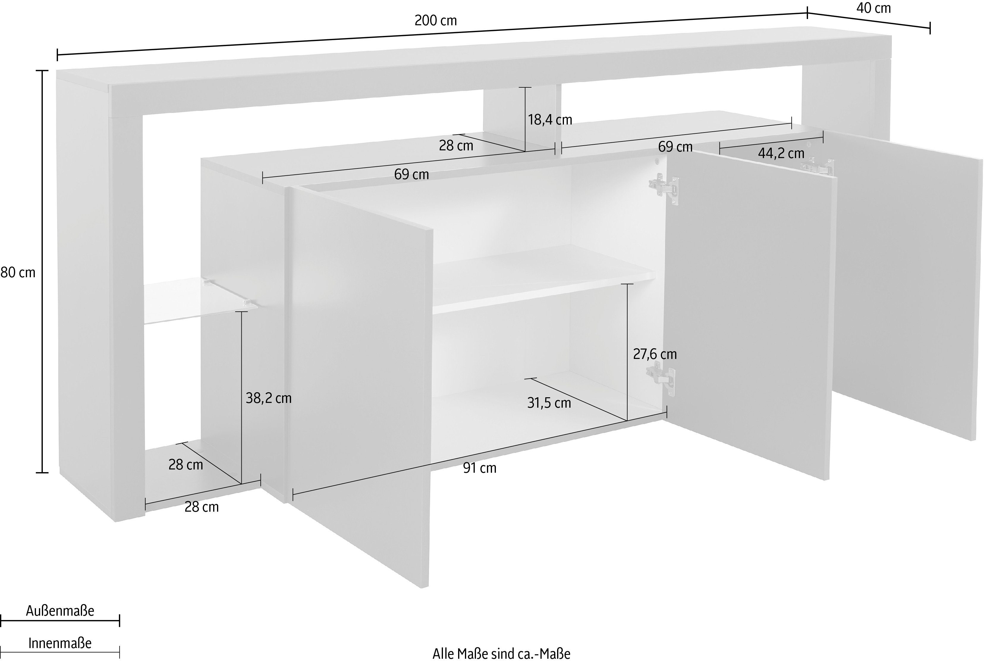 INOSIGN Dressoir Essential Breedte ca. 200 cm