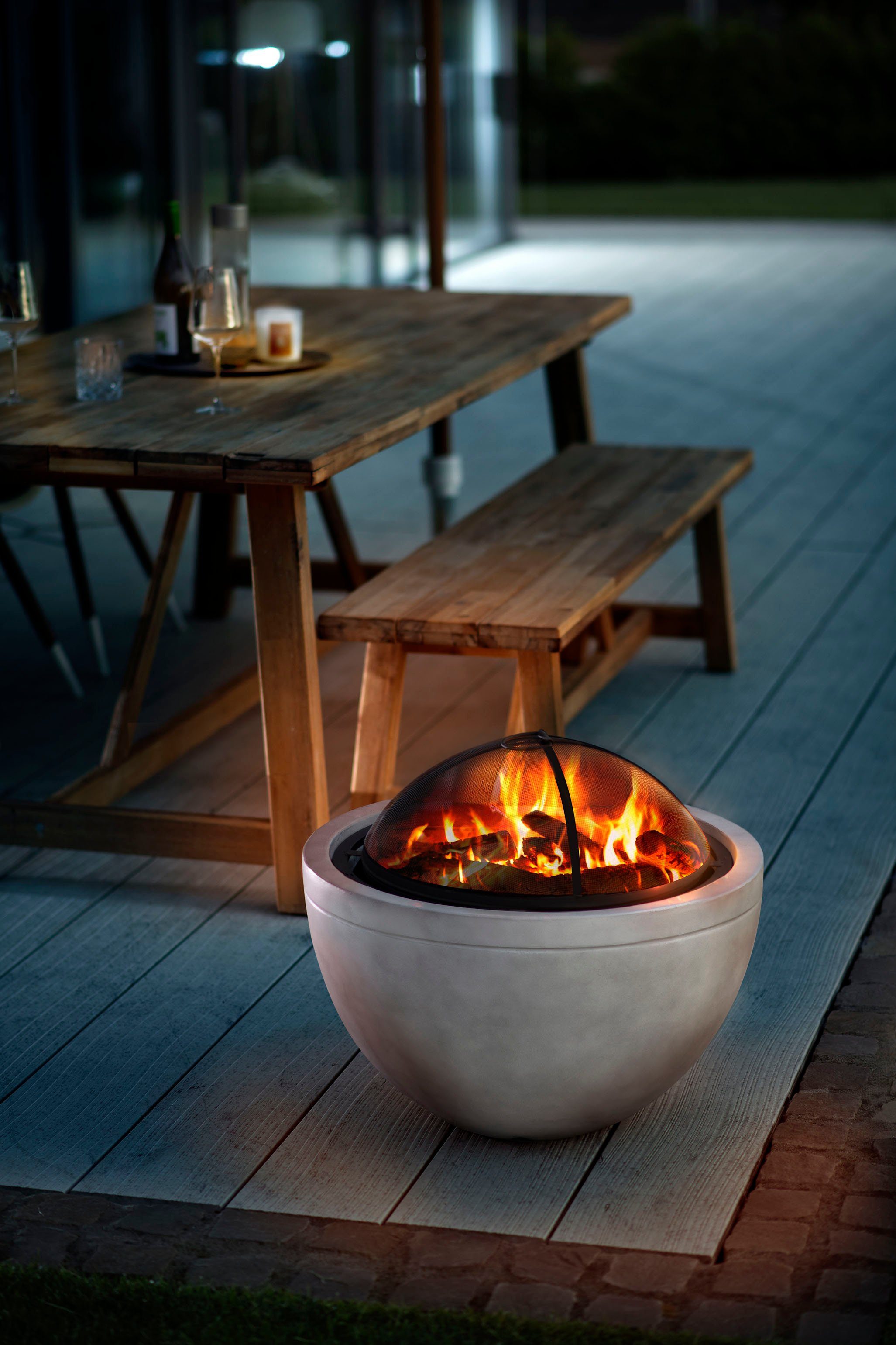 Buschbeck Vuurschaal Madrid 60 grijs ØxH: 60x51 cm, met grillfunctie