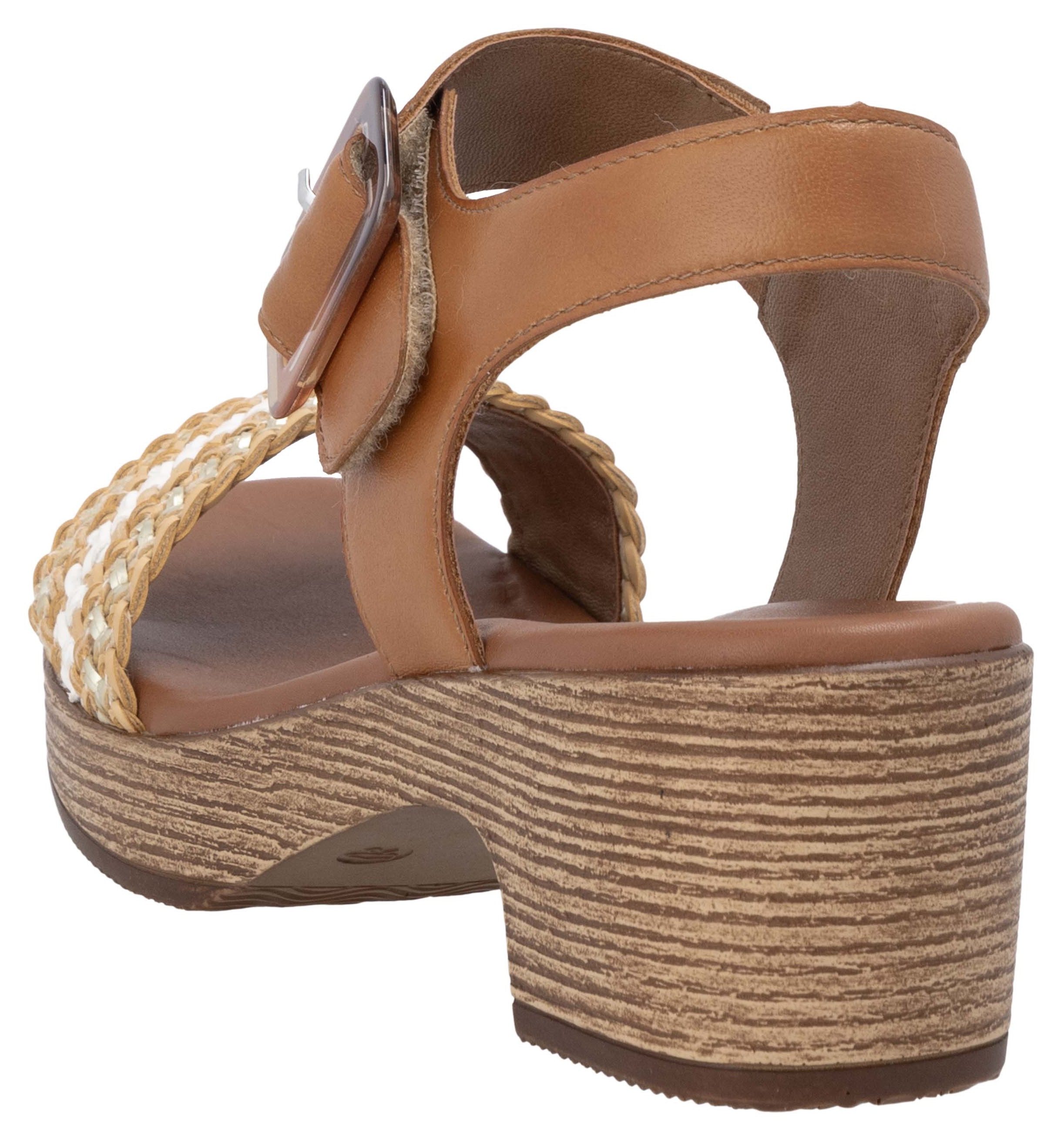 Remonte Sandaaltjes , blockhak, plateau, sandaal, zomerschoen met bandage in jute-look