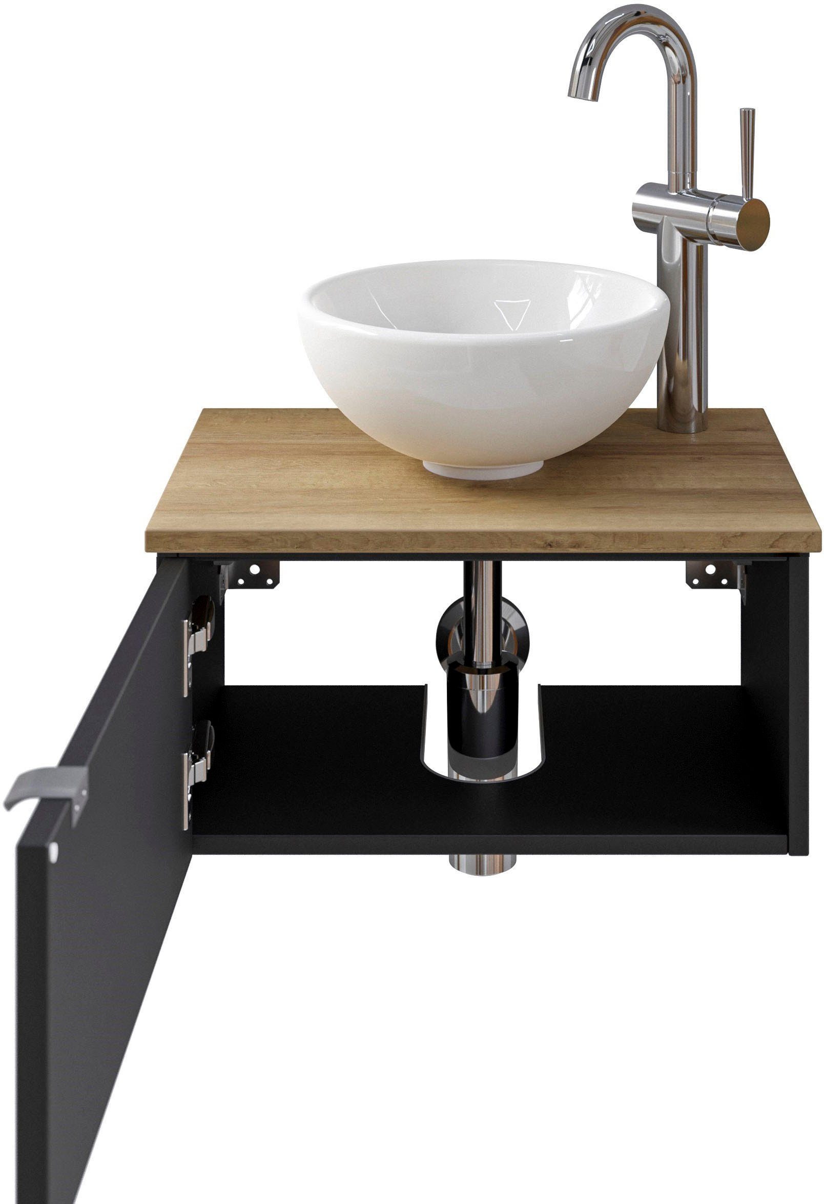 Saphir Wastafelonderkast Serie 6915 wastafel met onderkast voor gastenbadkamer, tweede toilet (3-delig)