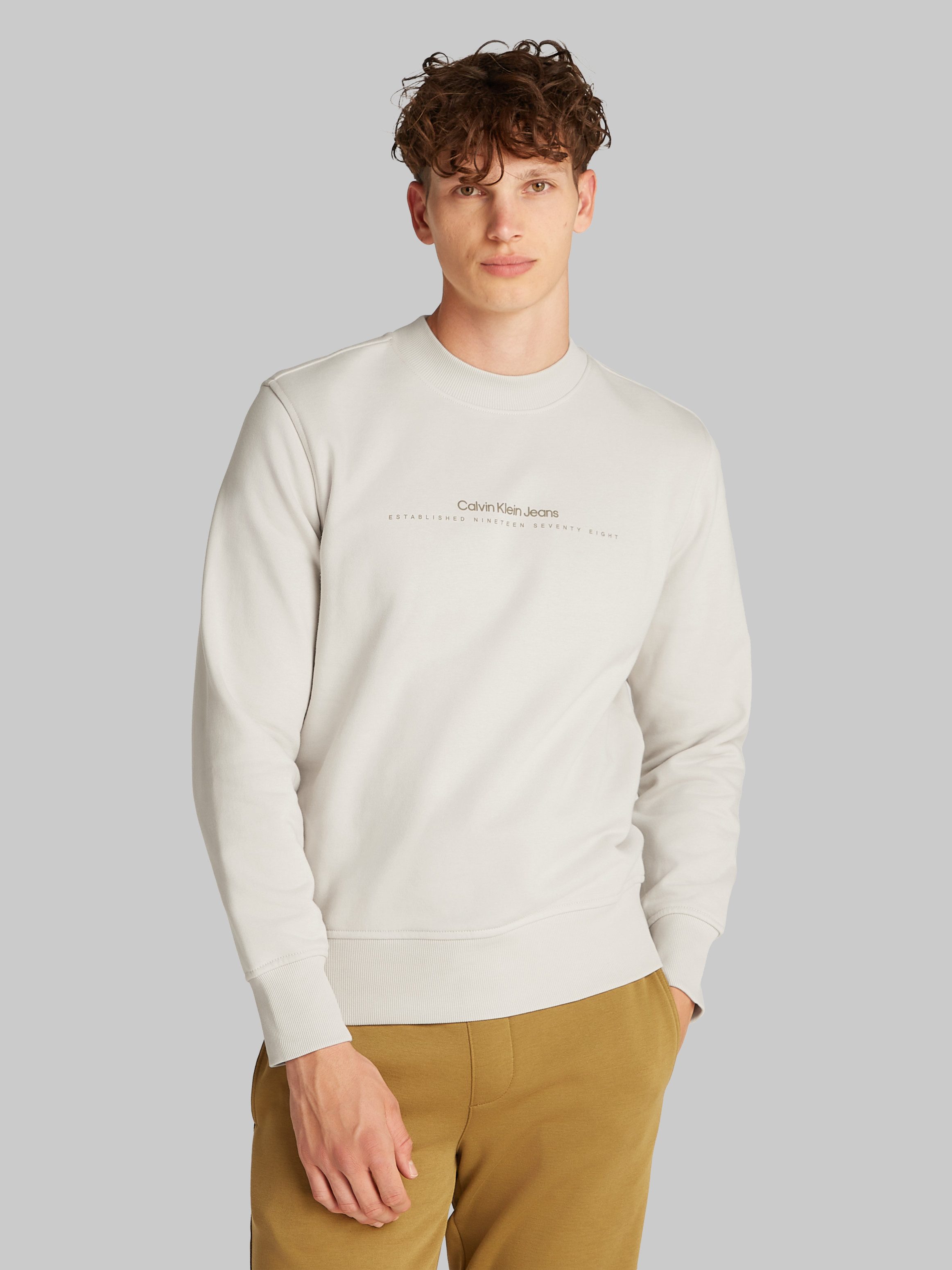 Calvin Klein Sweatshirt MINIMAL LOGO CREW NECK heren sweaters maat XL grijs