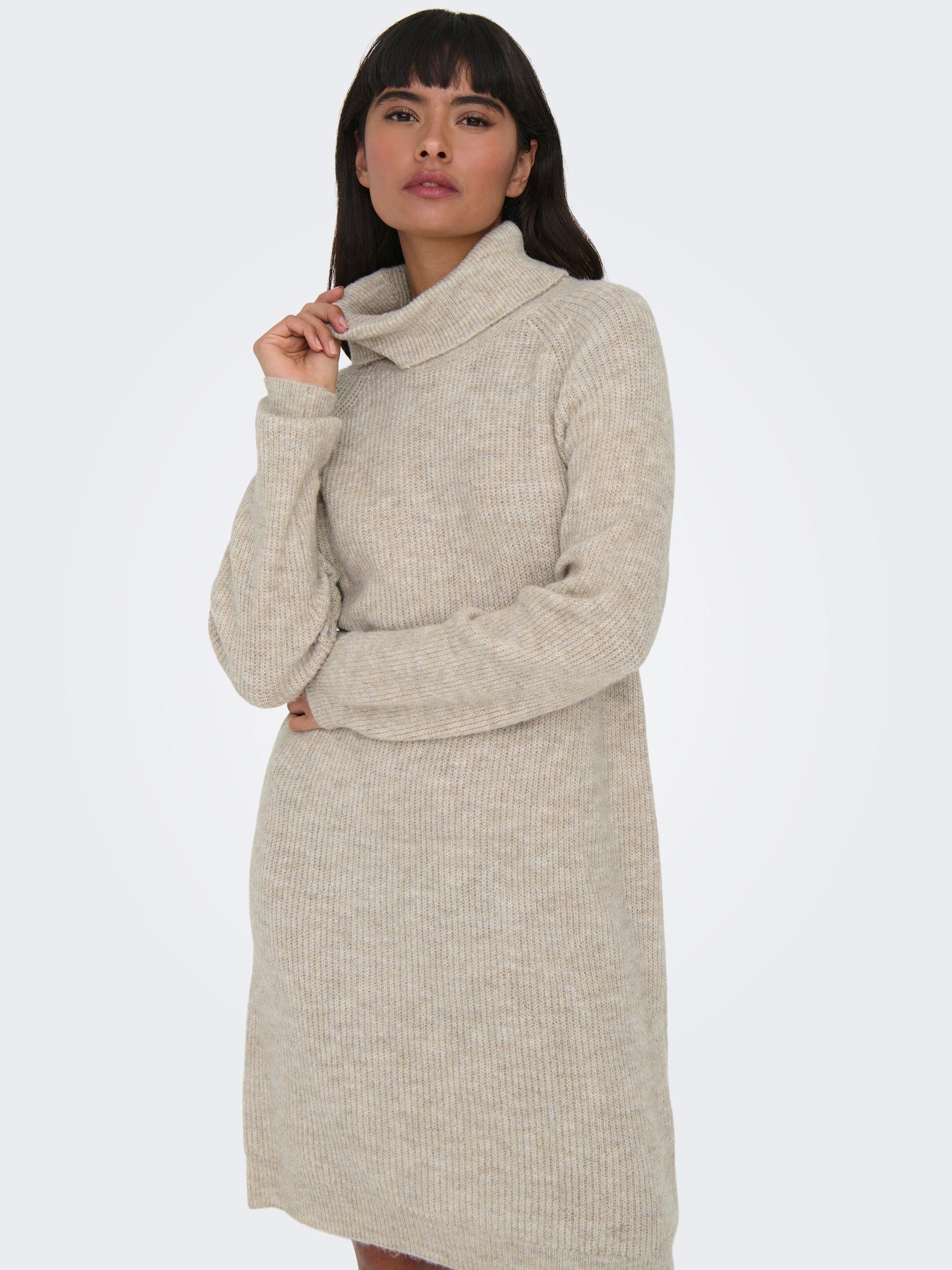 Only Gebreide jurk ONLSILLY LS ROLLNECK DRESS BF KNT dames gebreide jurken maat XS (34) beige