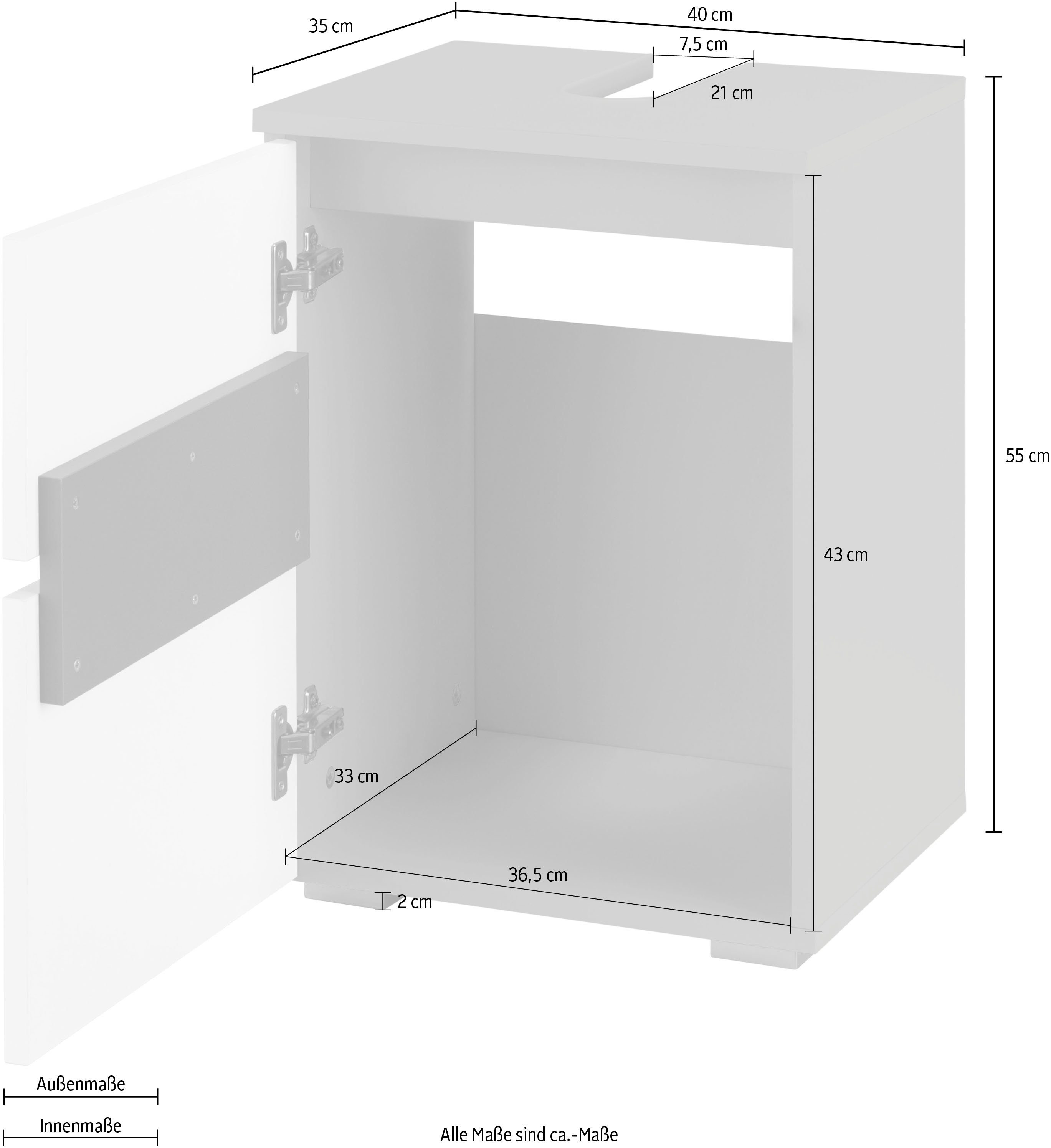 Home affaire Wastafelonderkast Wisla Siphonaansluiting, breedte 40 cm, hoogte 55 cm