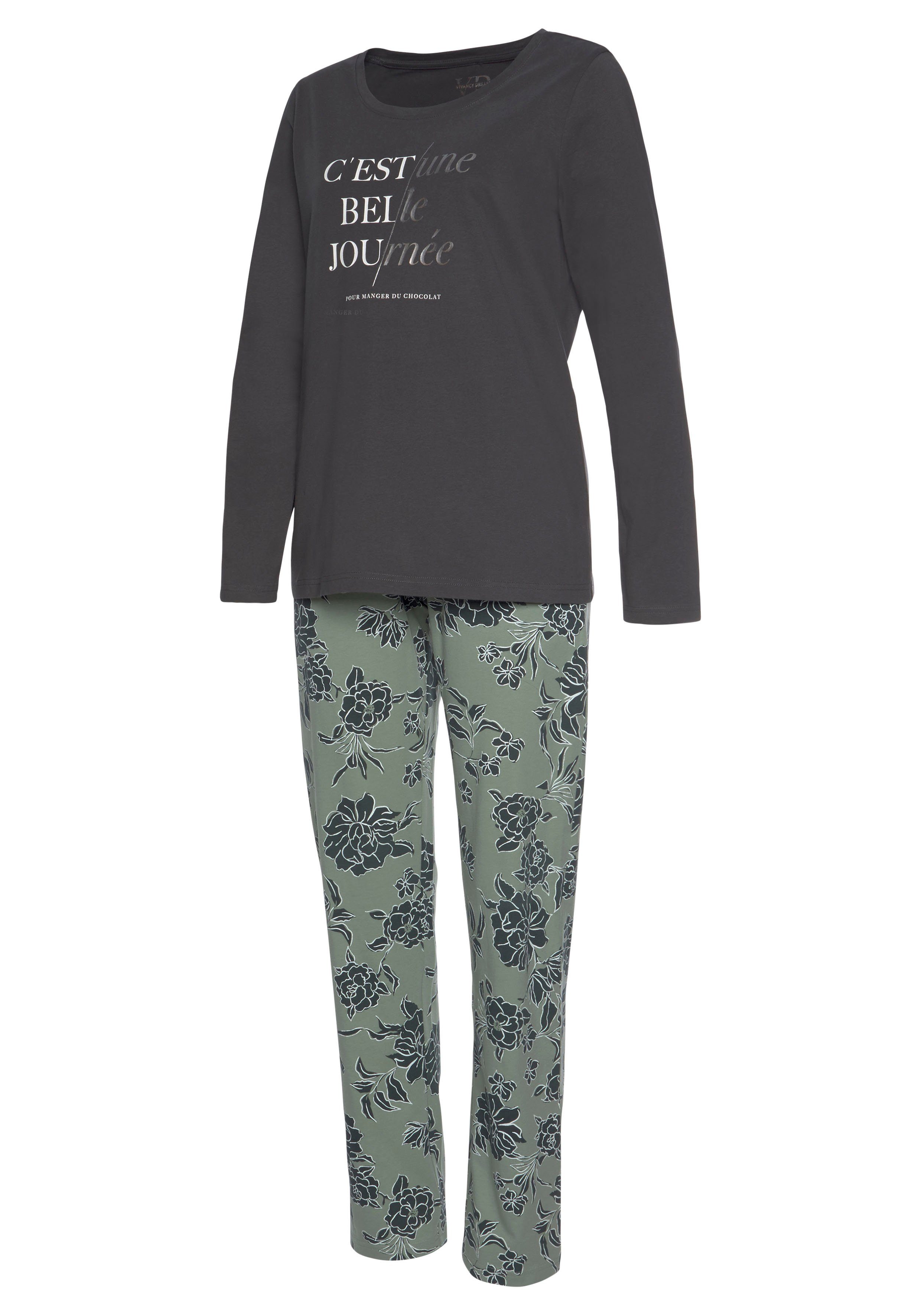 Vivance Dreams Pyjama met groot bloemdessin (2-delig, 1 stuk)