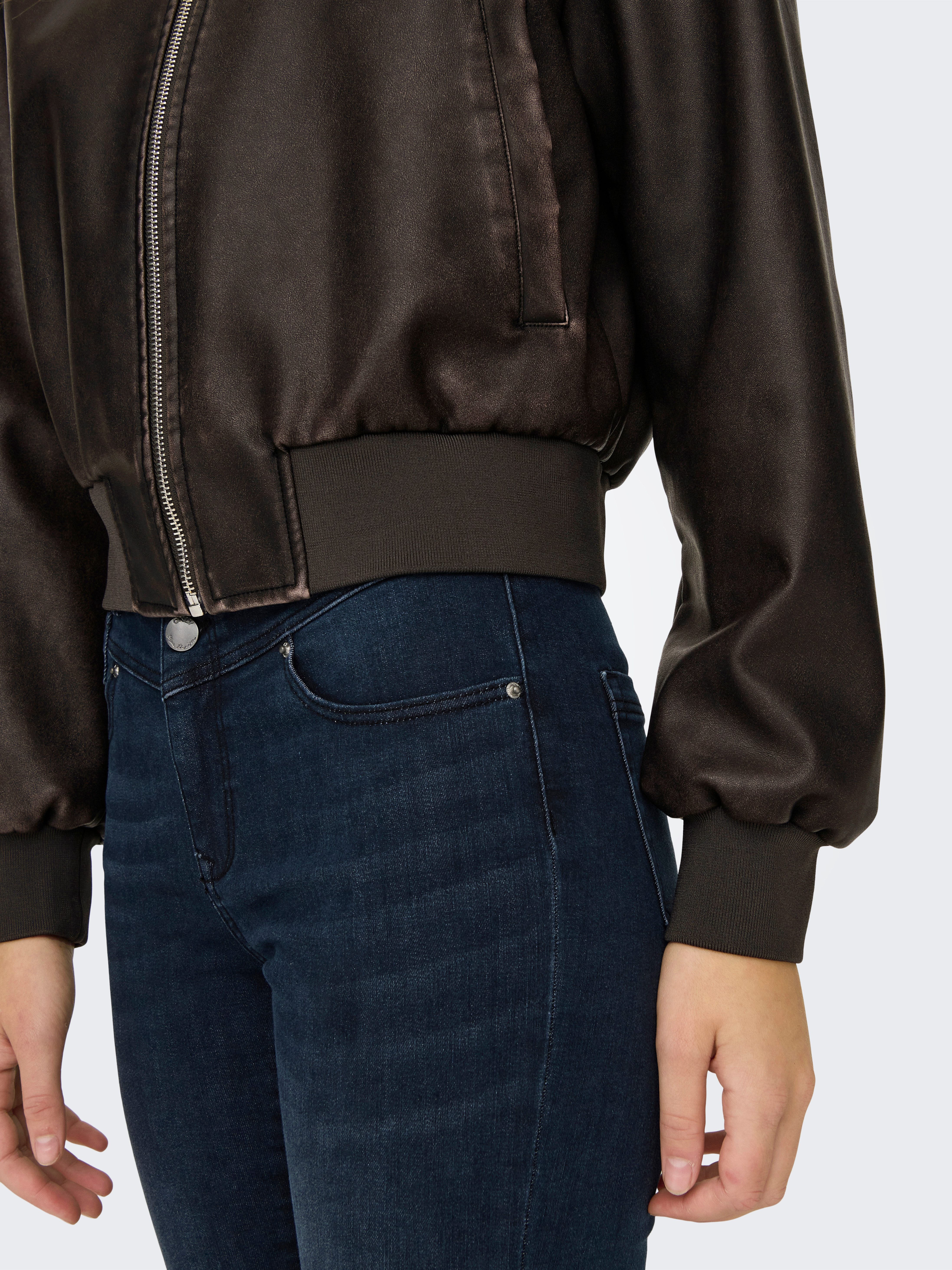 Only Imitatieleren jack ONLJANE FAUX LEATHER WASHED BOMBER OTW