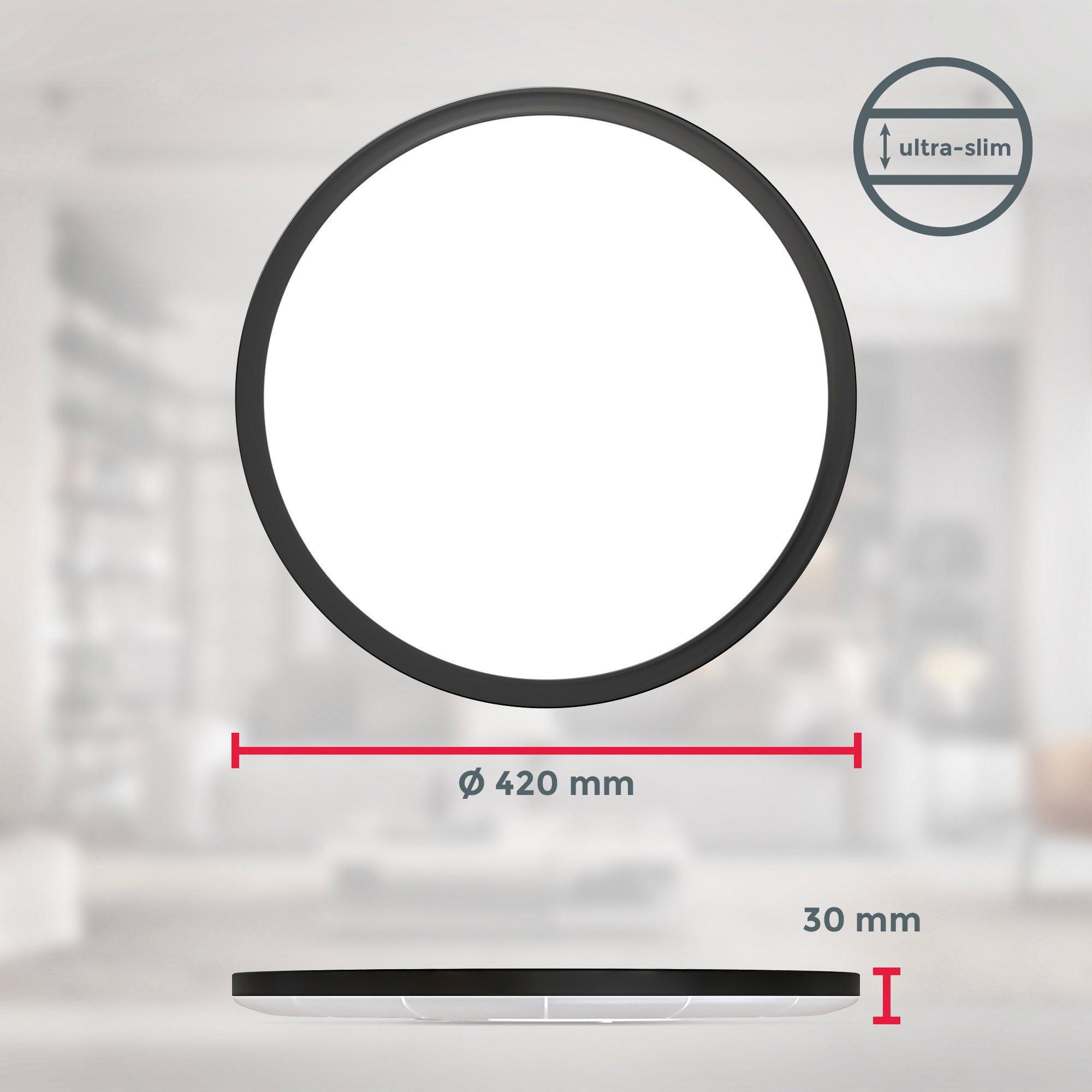 B.K.Licht Led-plafondlamp BK_PL1554 RGBW plafondlamp, LED paneel, met kleurverandering, dimbaar Ultraflats, met backlight, met afstandsbediening, zwart, 42x30 cm (DxH) (1 stuk)