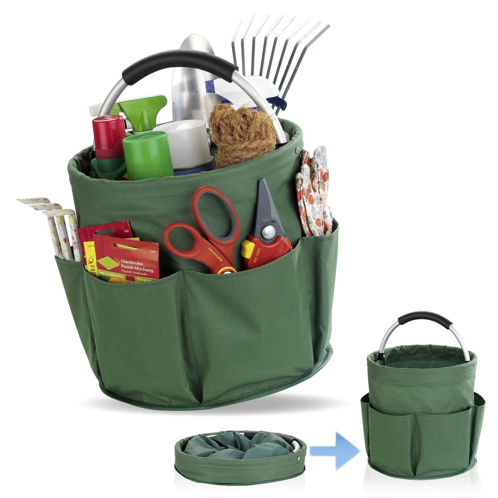 Maximex Organizer Schoonmaak-Caddy Multifunctioneel mand met 6 buitenzakken, ideaal voor huishouden, tuin & kamperen