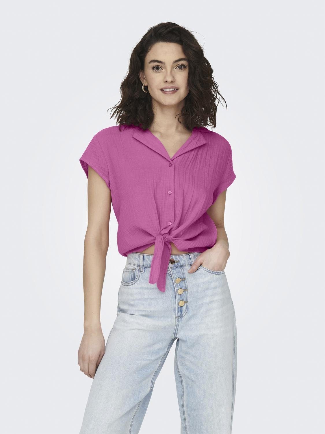 Only Blouse met korte mouwen ONLTHYRA LIFE CAPSLEEVE SHIRT WVN dames blouses maat XL (42) roze