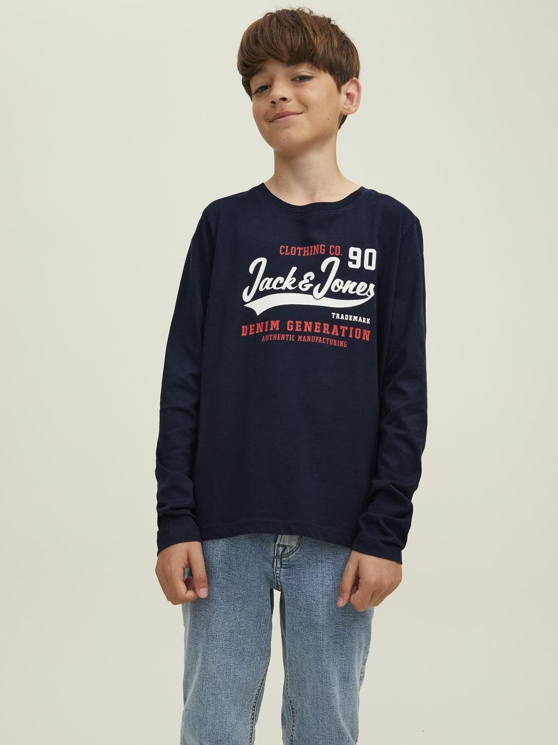 Jack & Jones Junior Shirt met lange mouwen JJELOGO TEE LS O-NECK 2 COL SS24 MNI