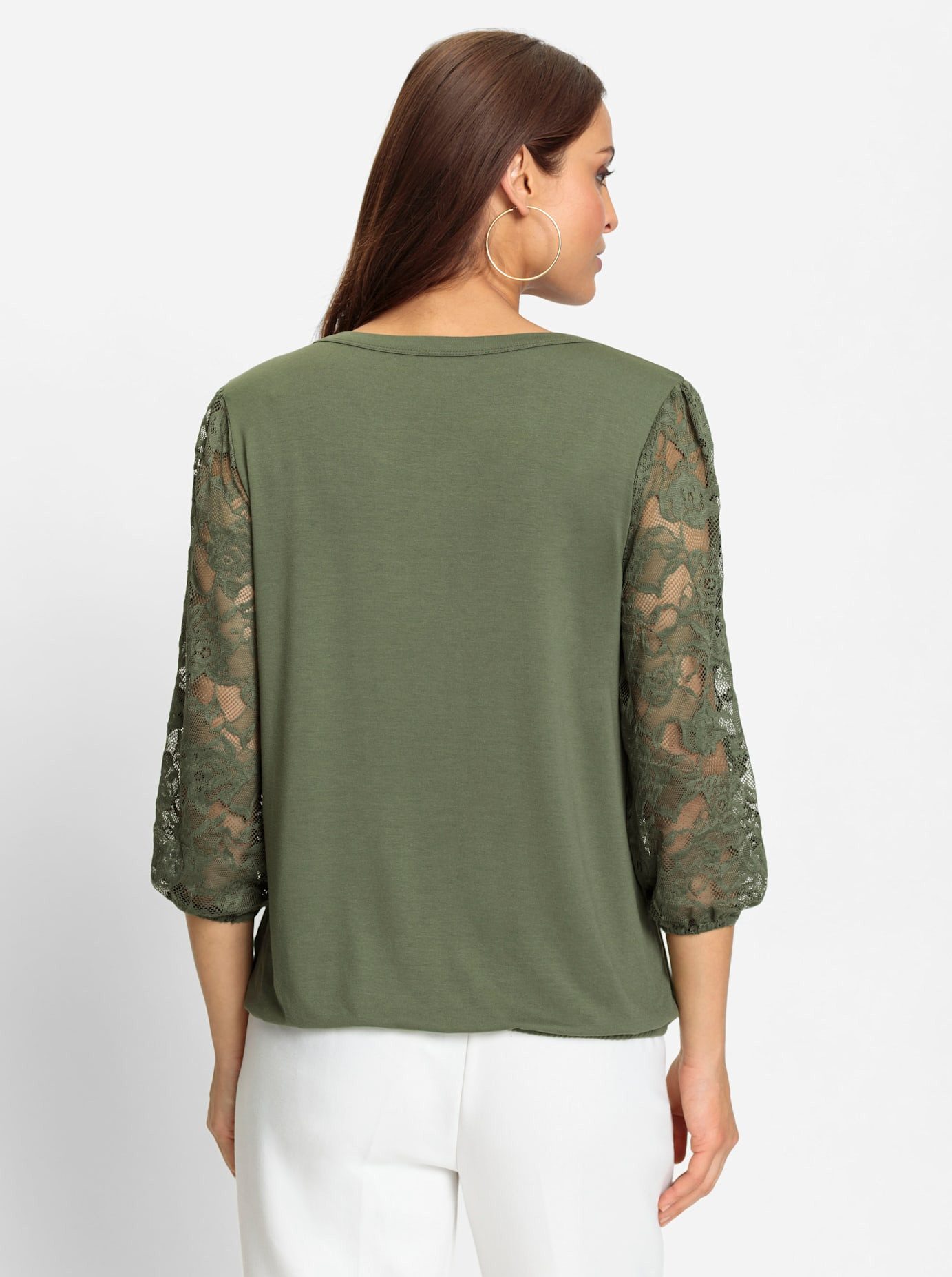 Lady Shirt met 3/4 mouwen Kanten shirt (1-delig)