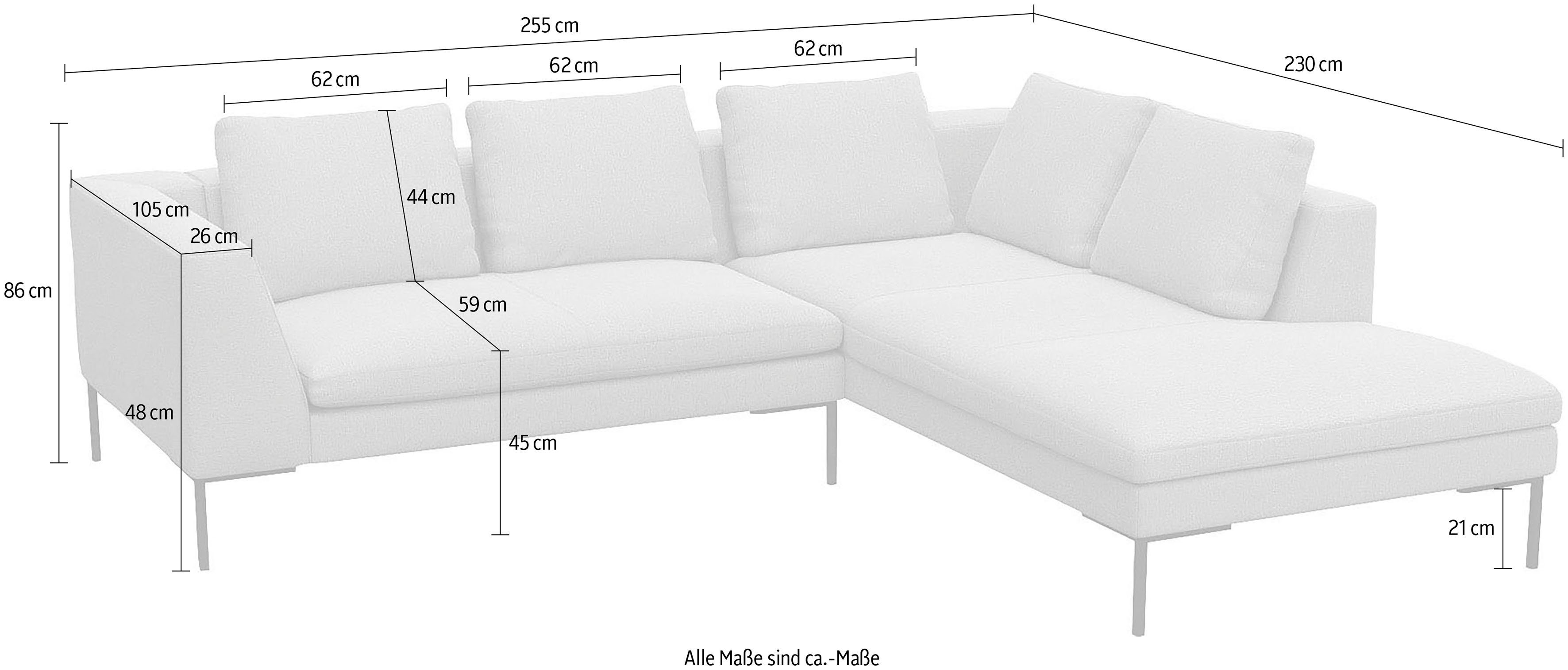 FLEXLUX Hoekbank Loano, super comfortabel zitcomfort door koudschuim in de zitting, L-vorm