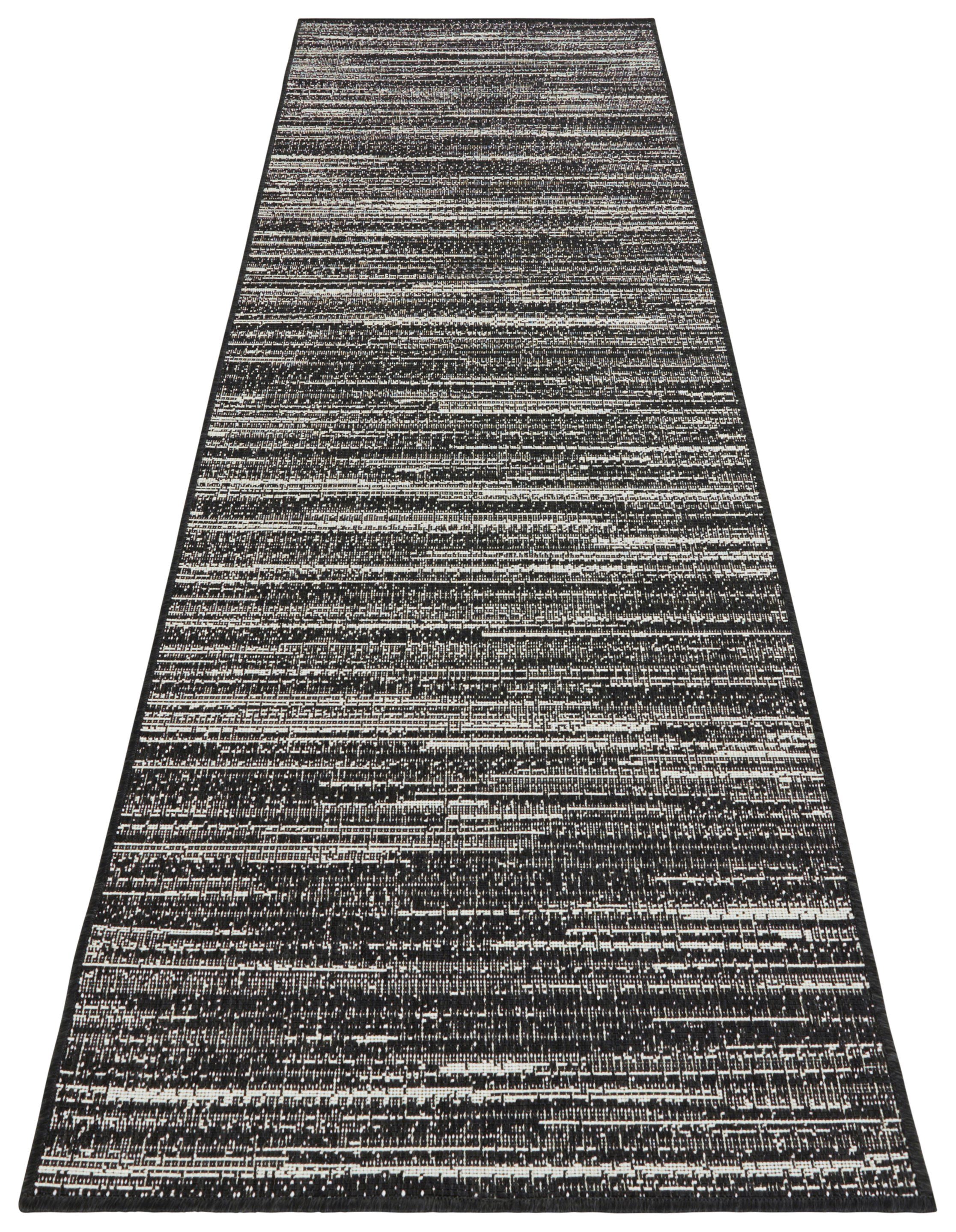 Buitenkleed - Mèlange zwart/crème 80x250 cm