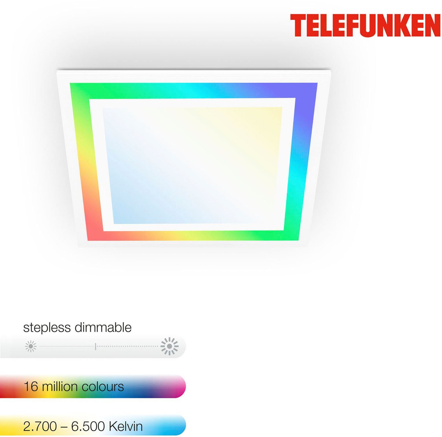 Telefunken Led-paneel 318806TF FRAMELIGHT Plafondlamp paneel CCT RGB verlichting framelight 24W 2400lm, 44,5 cm