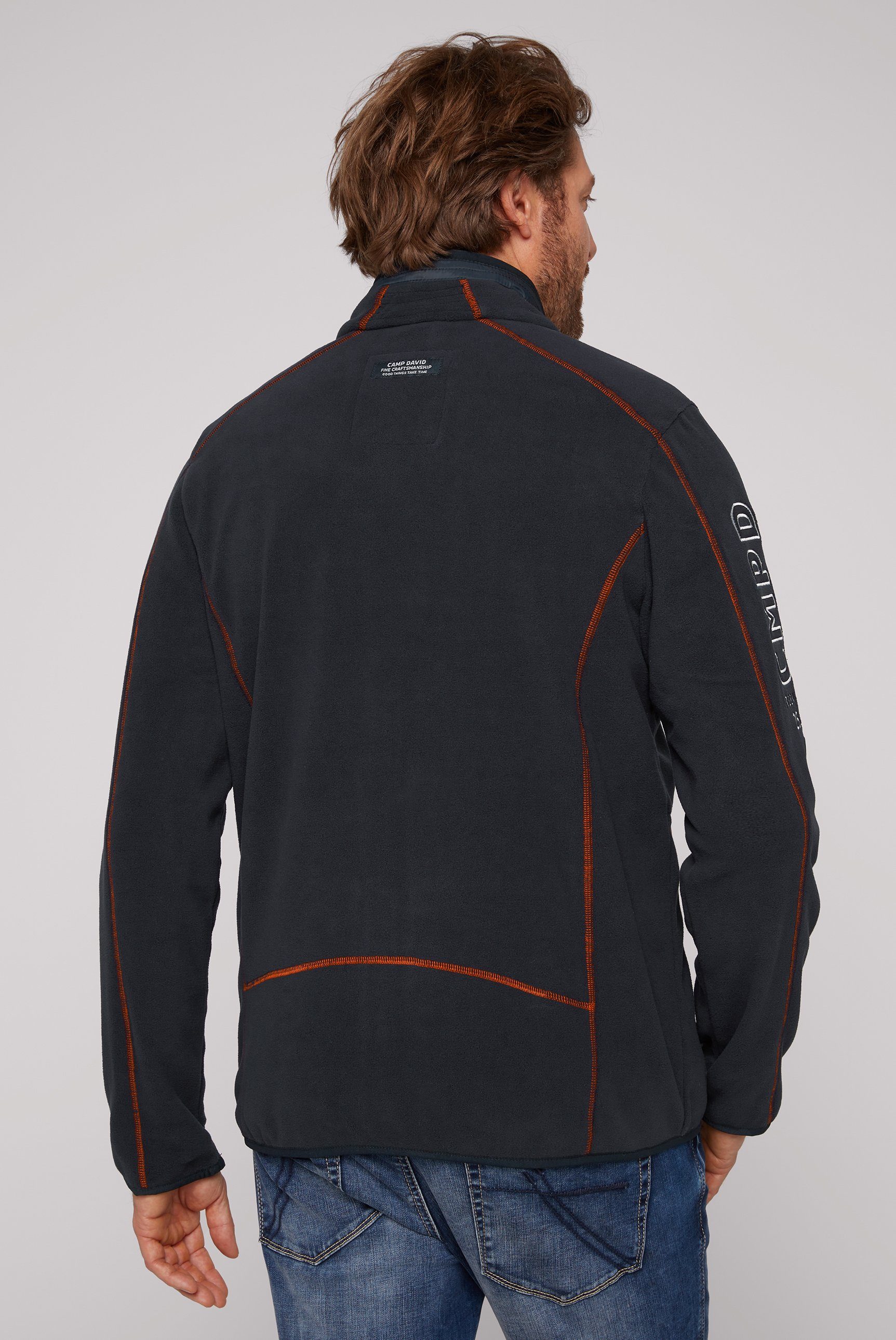 CAMP DAVID Fleecetrui met logoborduursels