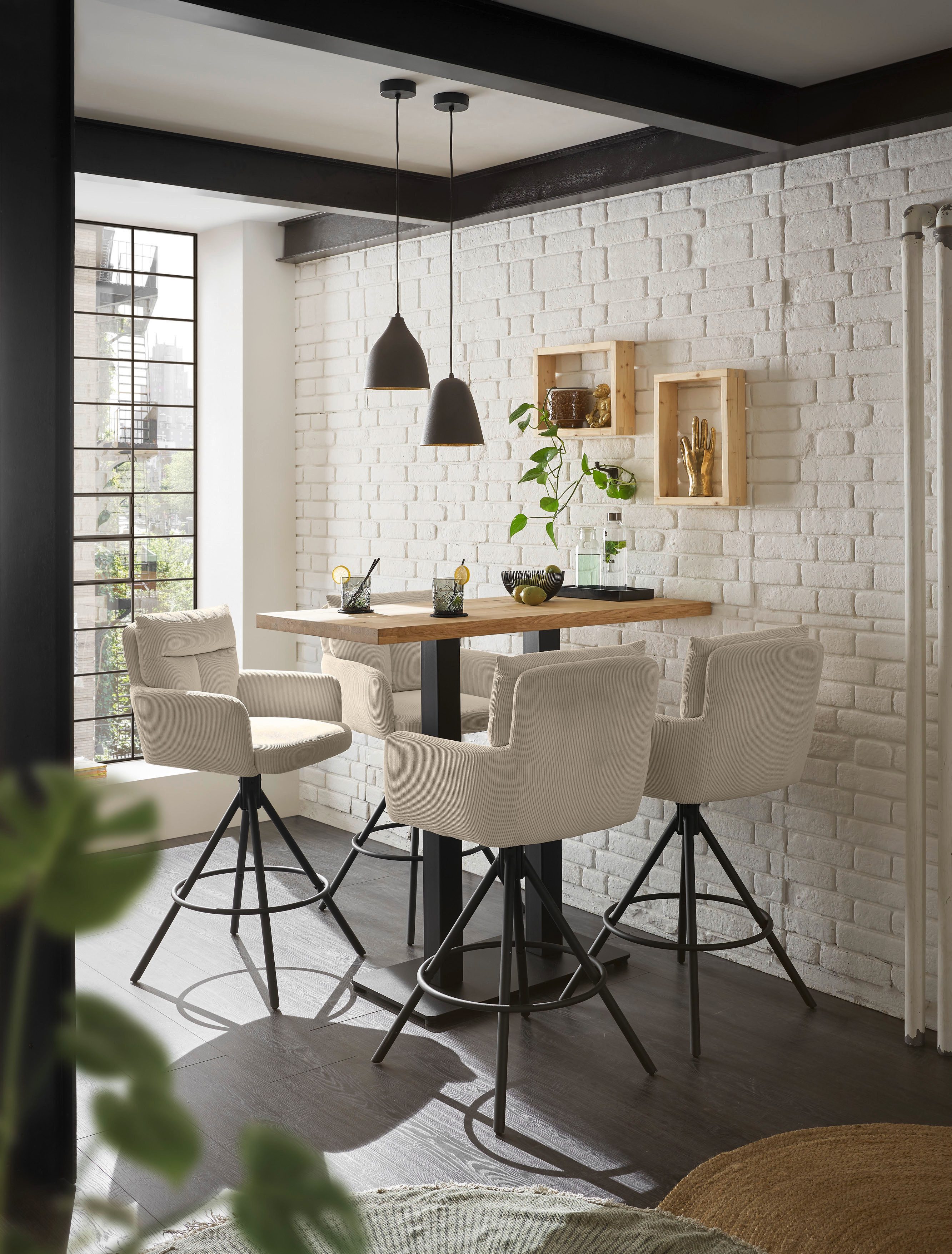 Stolkom Bartafel Jay eik massief hout geolied, hoge tafel BxHxD 120x104x60 cm