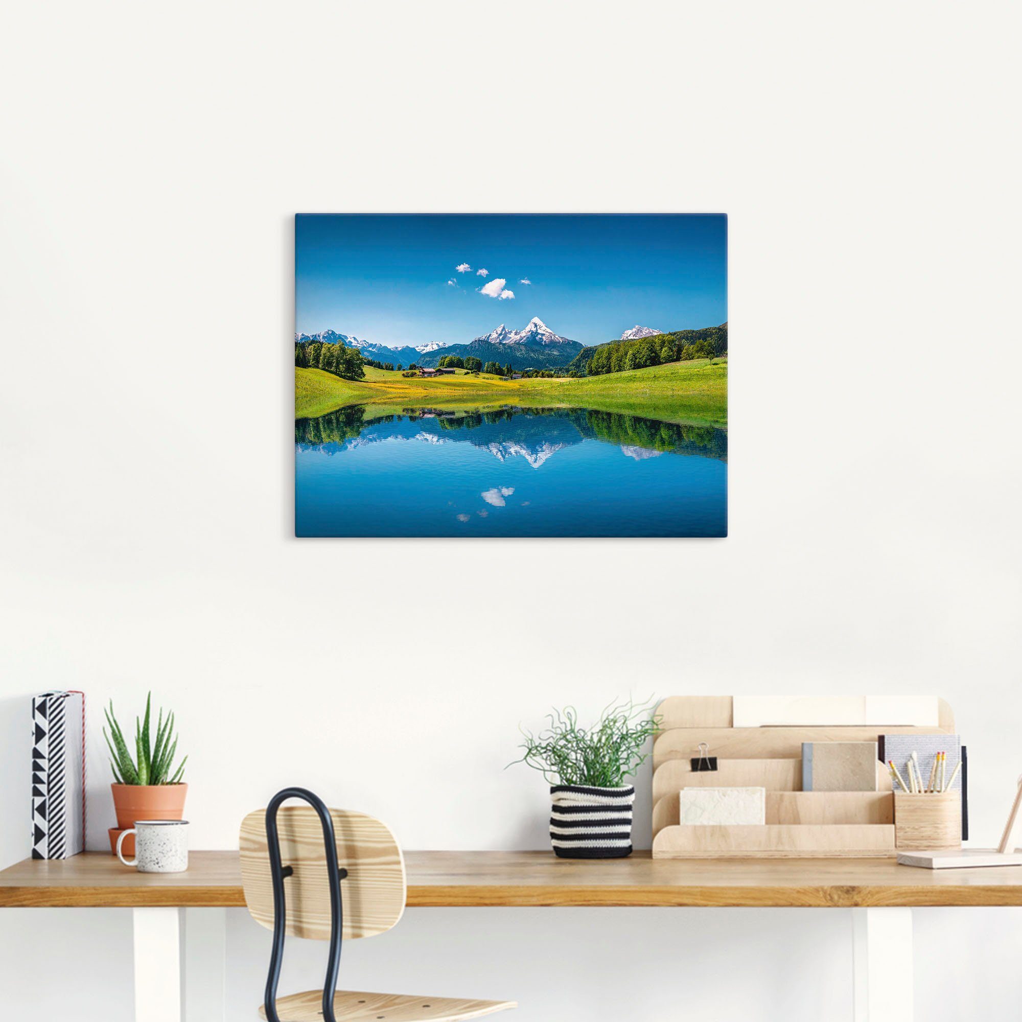 Artland Artprint Landschap in de Alpen als artprint van aluminium, artprint voor buiten, artprint op linnen, poster in verschillende maten. maten