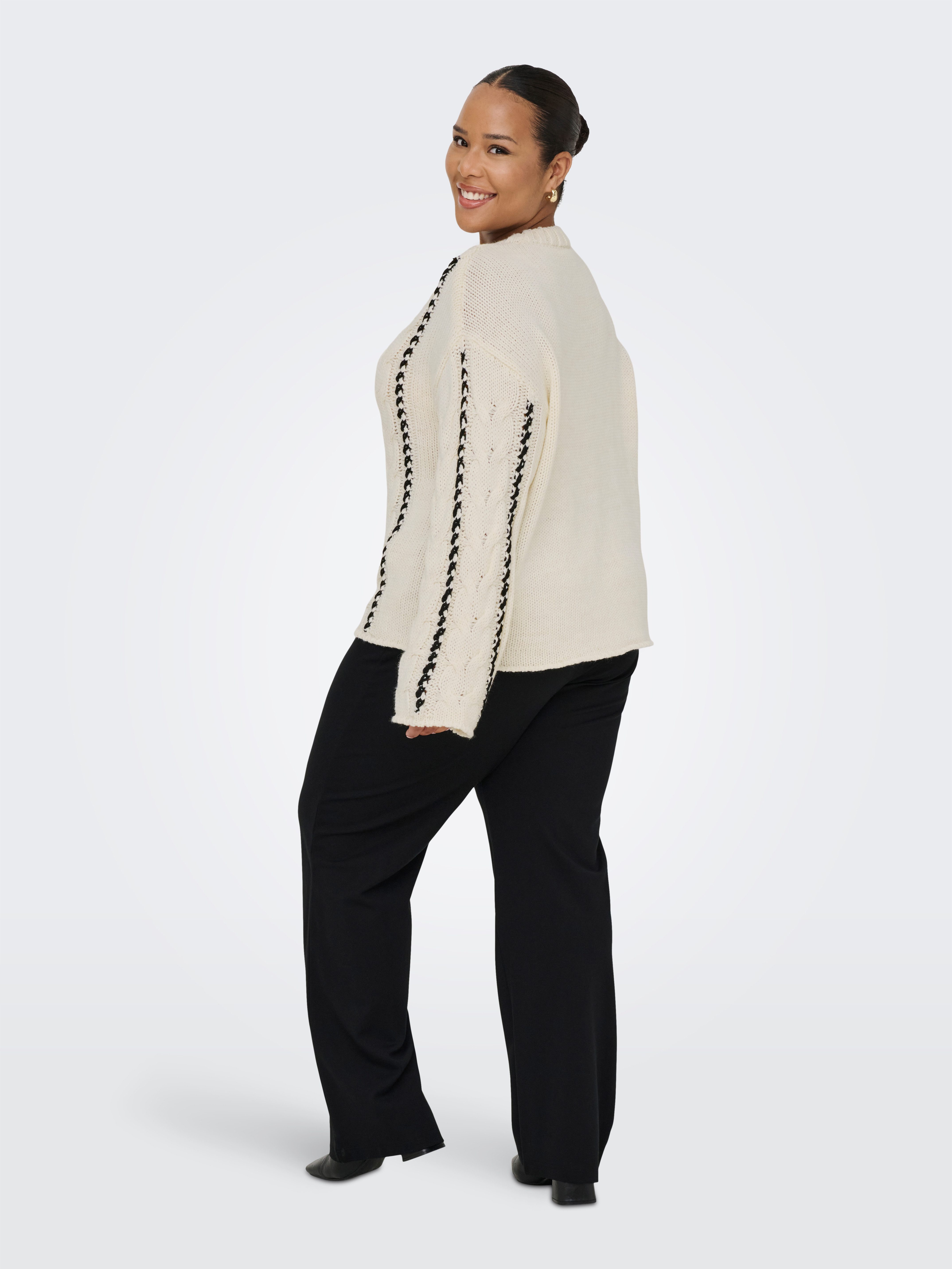 ONLY CARMAKOMA Trui met ronde hals CARTESSA CABEL STITCH LS O-NECK KNT