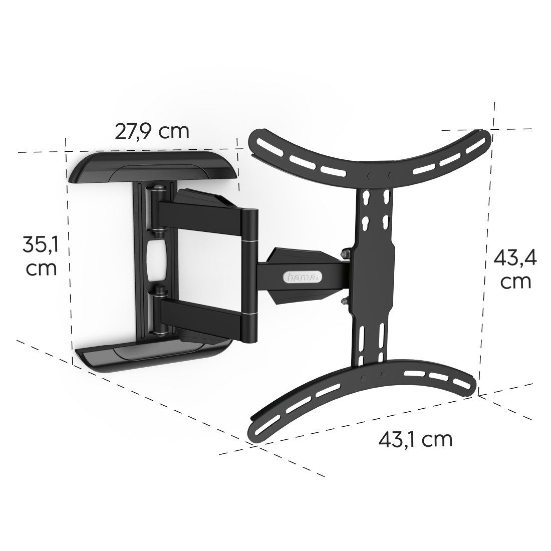 Hama Tv-wandhouder Beugel, draaibaar, kantelbaar, uitschuifbaar van 81 - 165 (32" - 65")