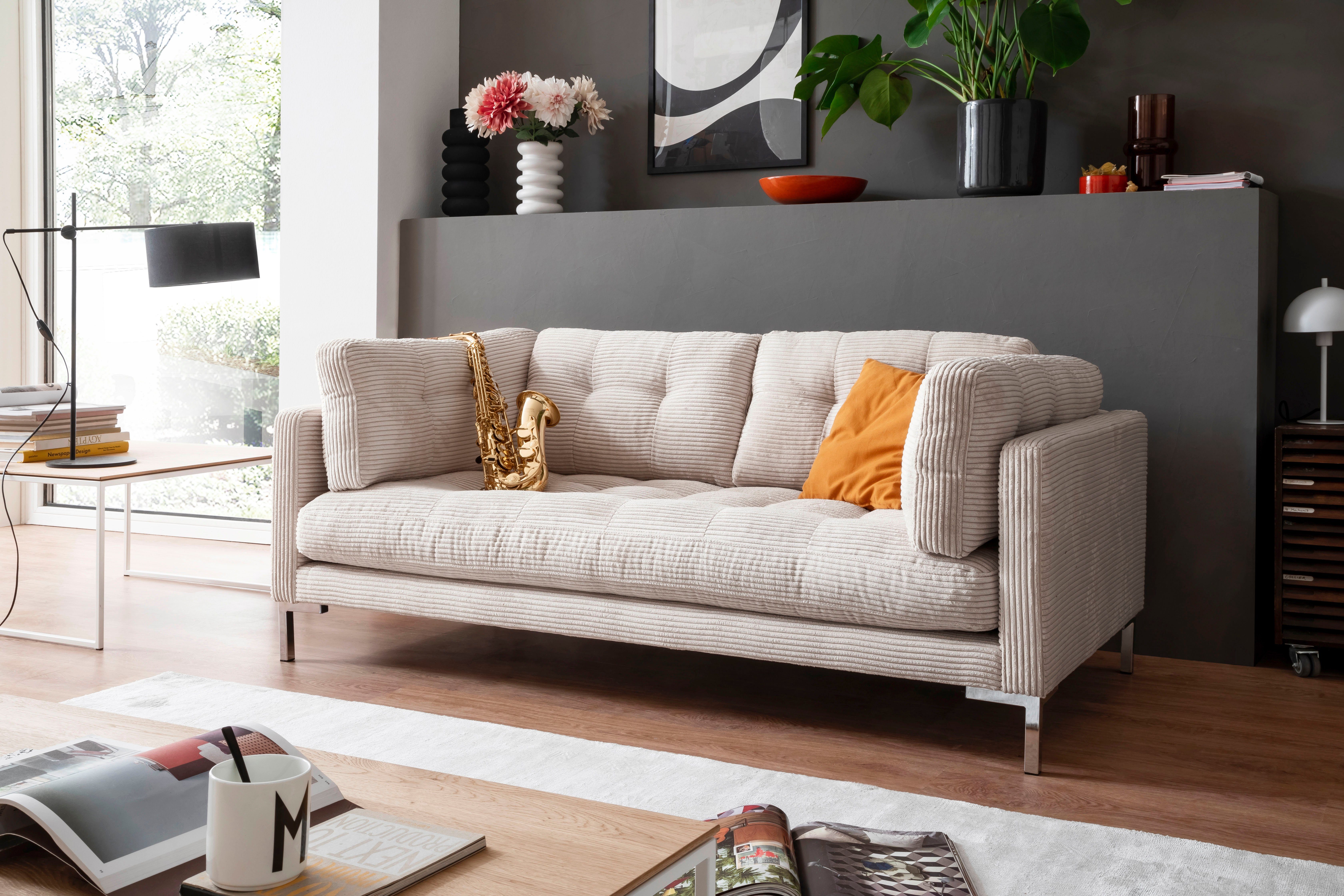 Trends by HG 2-zitsbank Landau in cordstof met metalen voet