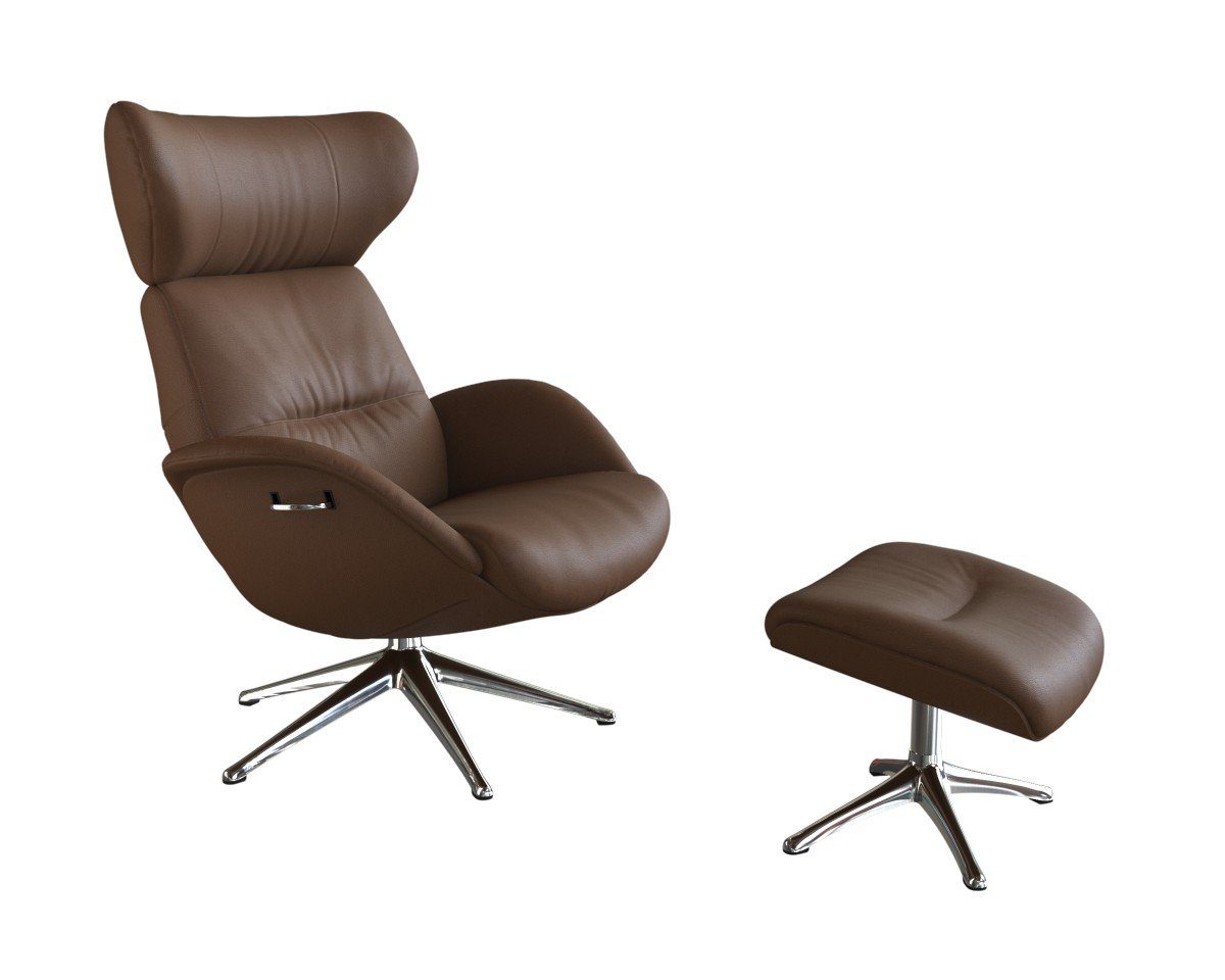 FLEXLUX Relaxfauteuil More, functionele stoel, gestoffeerde stoel, armleunstoel, TV-fauteuil Premium comfort, rug- en hoofdeindeverstelling, draaibaar, voet van aluminium