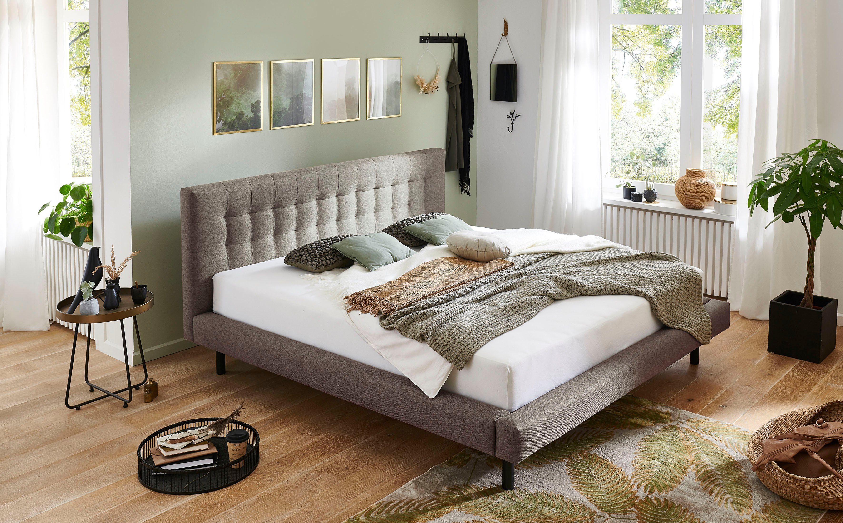 andas Gestoffeerd bed Tobjörn Met breed futonframe bedden bruin