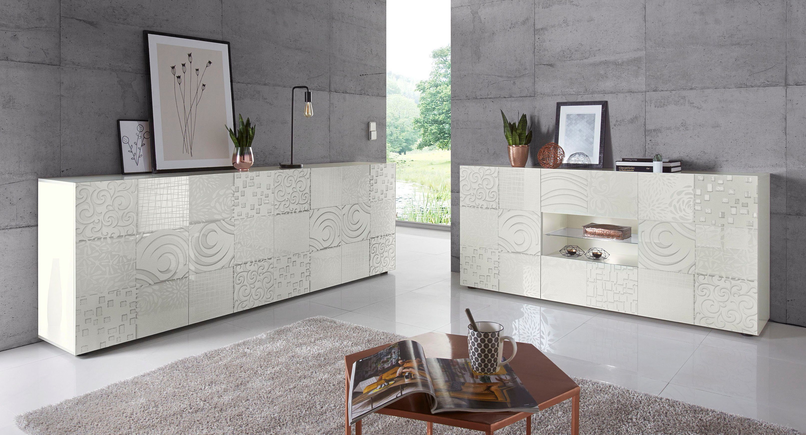 INOSIGN Dressoir Miro Breedte 241 cm met decoratieve zeefdruk