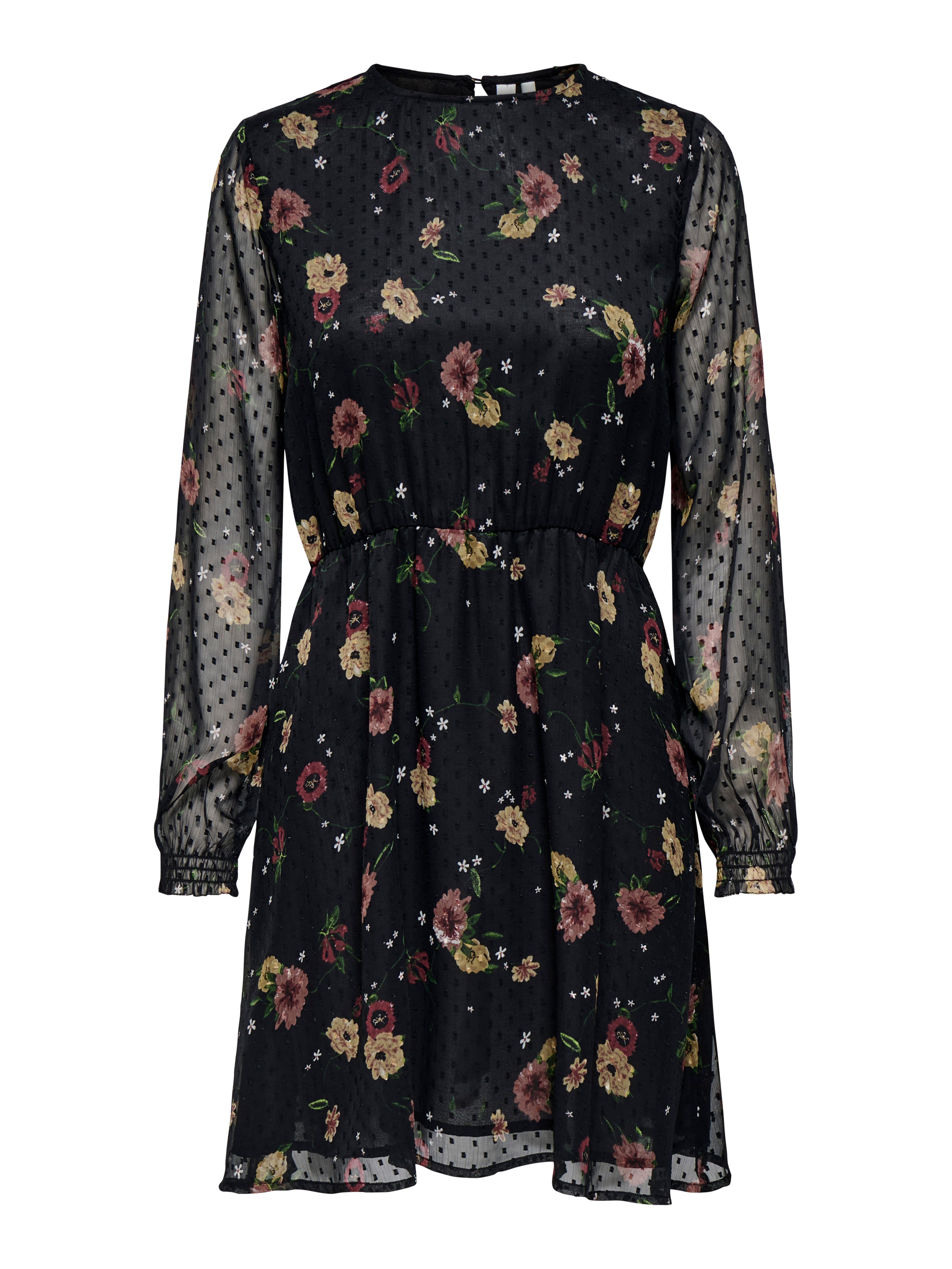 Only Gedessineerde jurk ONLELIZA LIFE LS O-NECK DRESS WVN