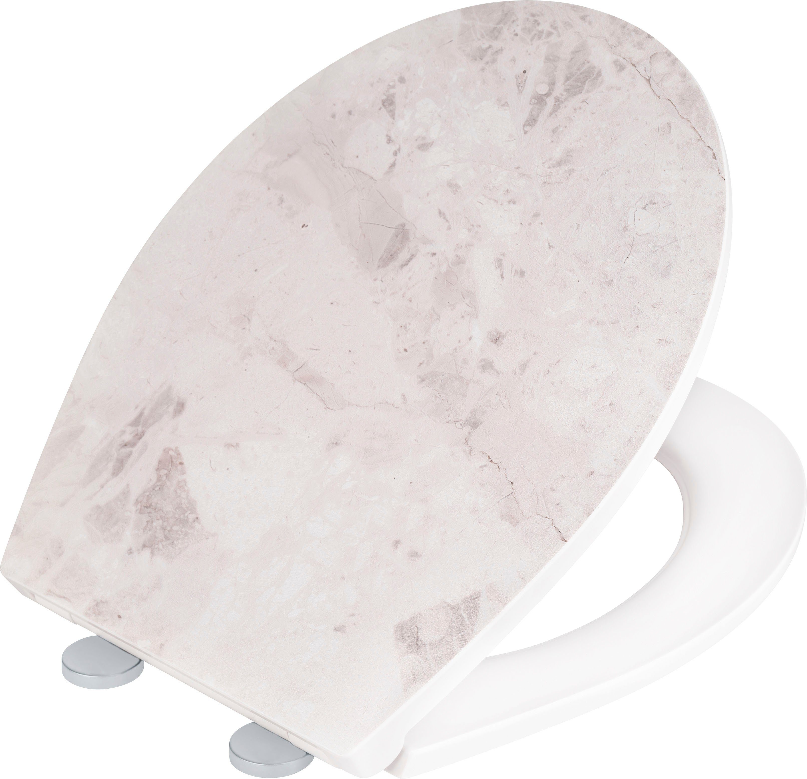 WENKO Toiletzitting White Marble met reliëf, van antibacteriële duroplast