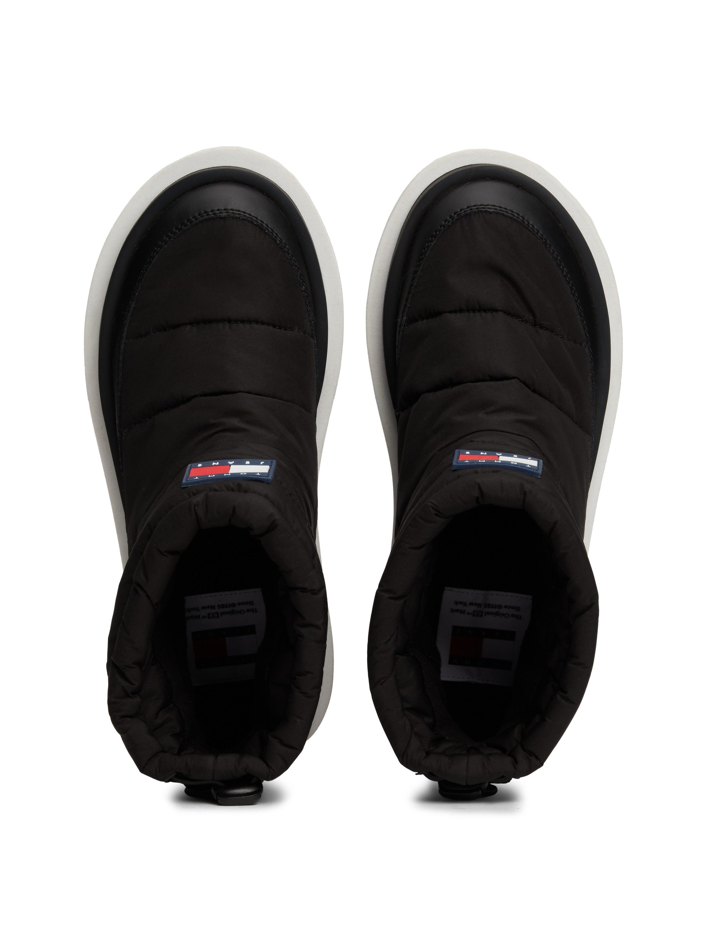 TOMMY JEANS Winterlaarzen TJW PADDED FLAT BOOT WL , plateau, sneeuwlaarzen, korte laarzen met snelle sluiting aan de schacht