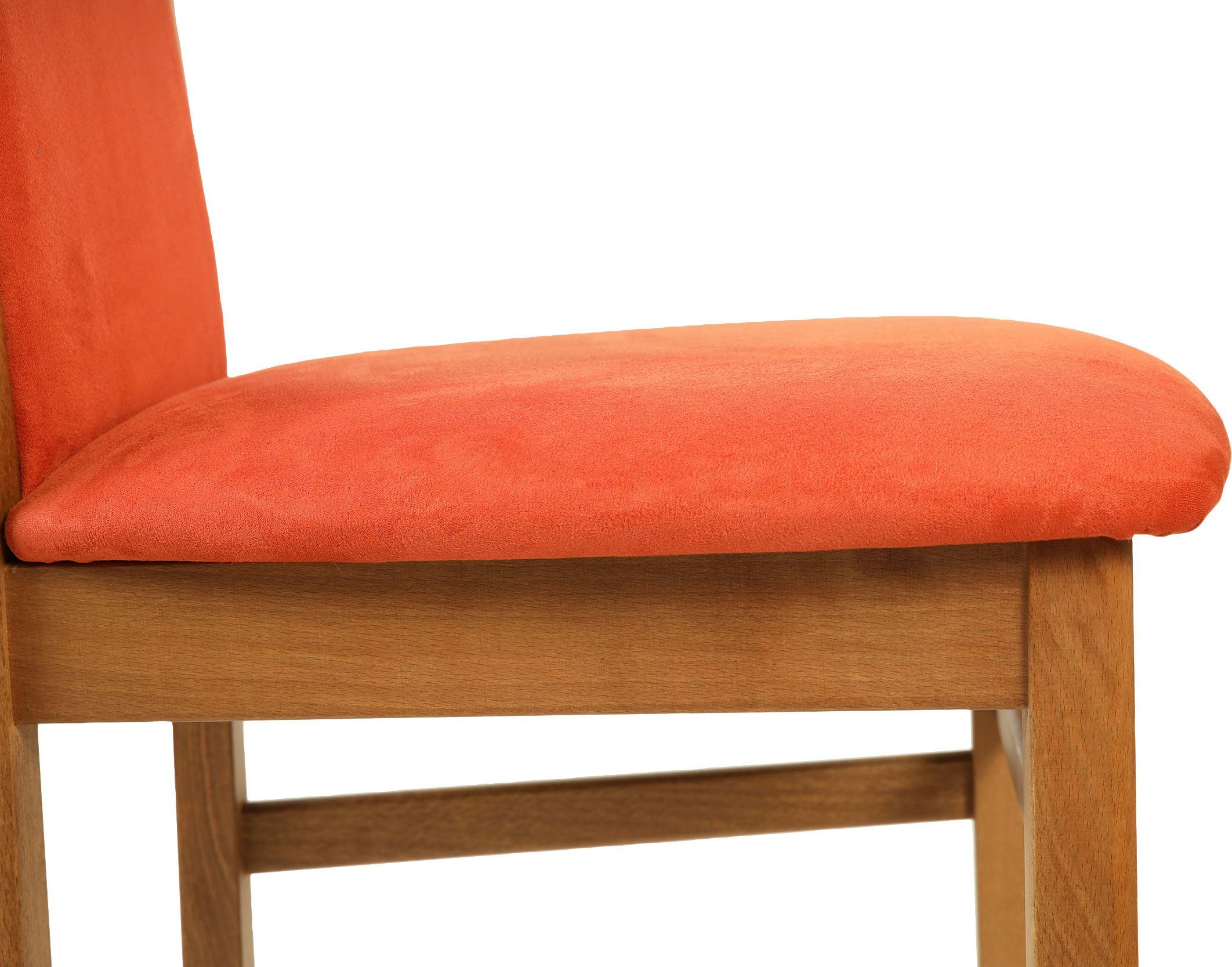 Home affaire Eetkamerstoel Franz slijtvast microvezel, onderstel beuken naturel of wit, houten stoel (set, 2 stuks)