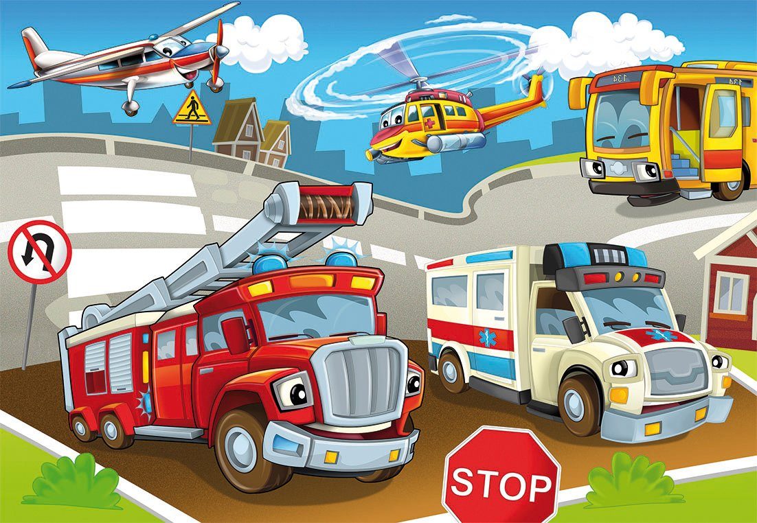 Papermoon Fotobehang Kids Cars Vlies, 5 banen, 250 x 180 cm (5-delig) fotobehang maat 5 2,5x1,8 m multicolor