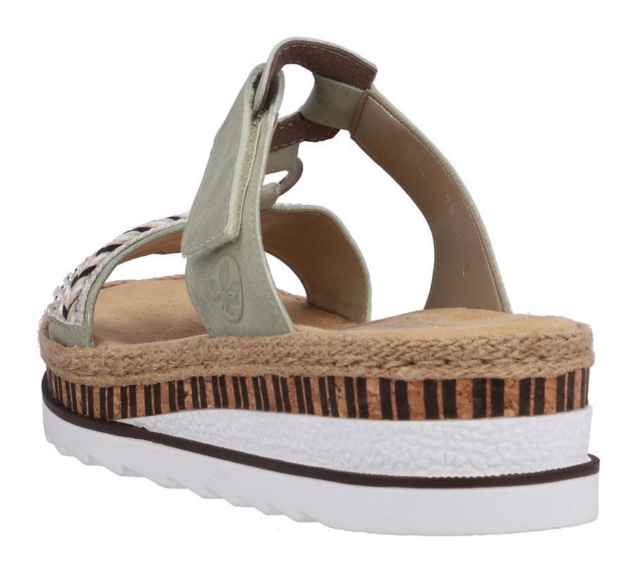 Rieker Slippers , sleehak, zomerschoen, pantoffels met decoratieve kralen