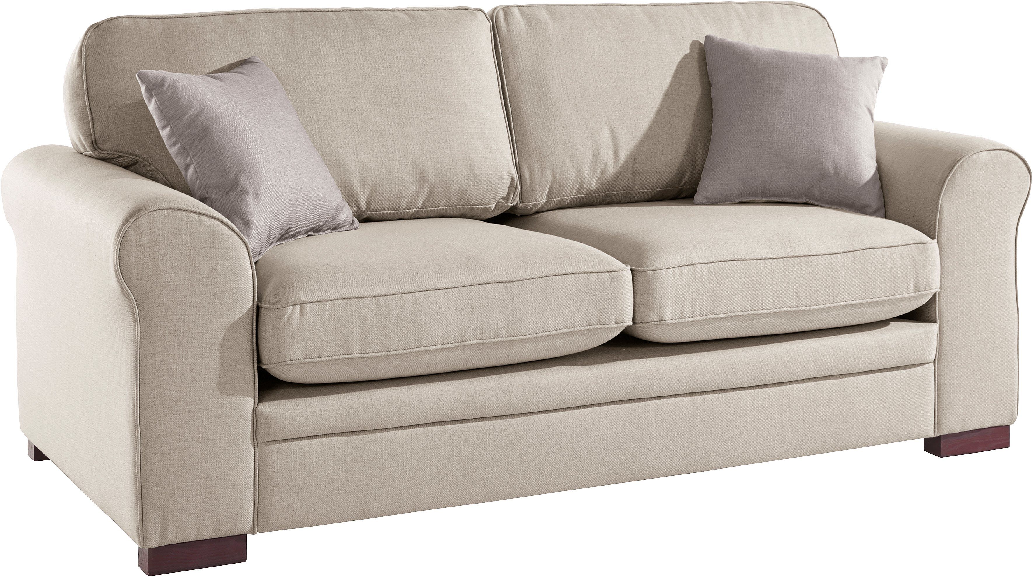 Home affaire 2-zitsbank Broughton zacht zitcomfort, incl. 2 sierkussens, opstaande naad