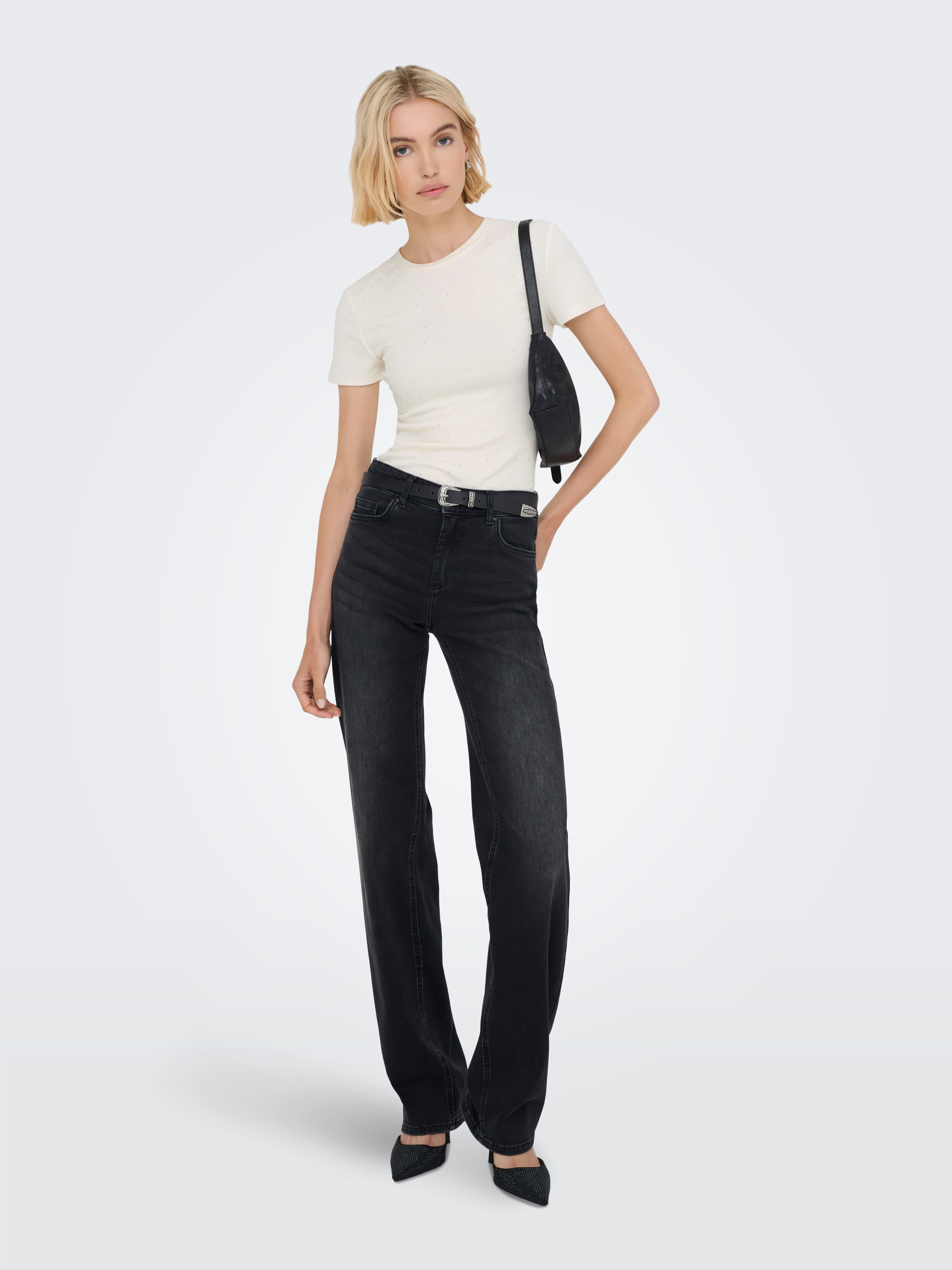Only Shirt met korte mouwen ONLARNHEM S/S RHINESTONE TOP JRS